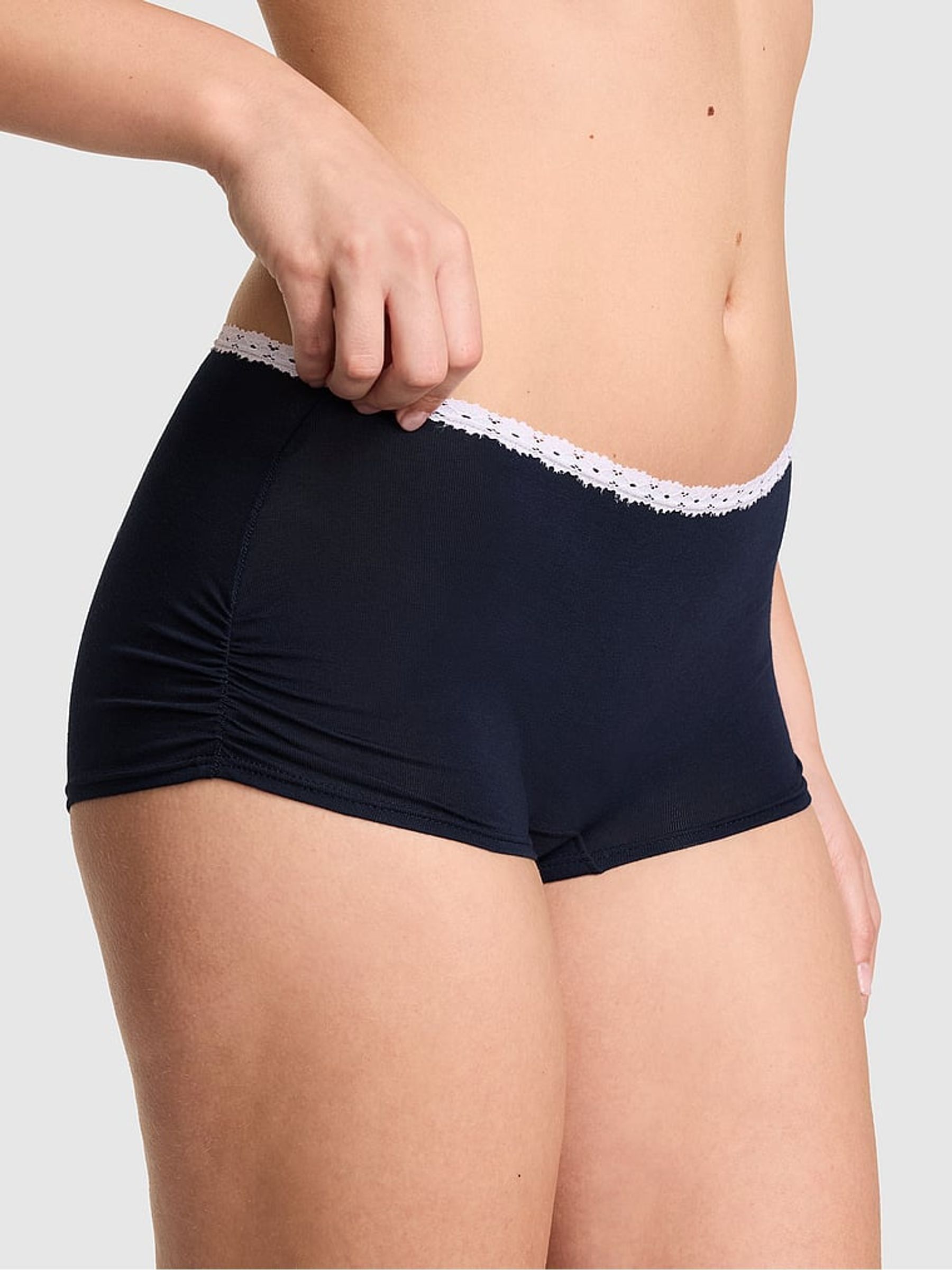 Noir Navy Blue 'Too Cute' Boyshort Cotton Knickers - Image 1 of 2