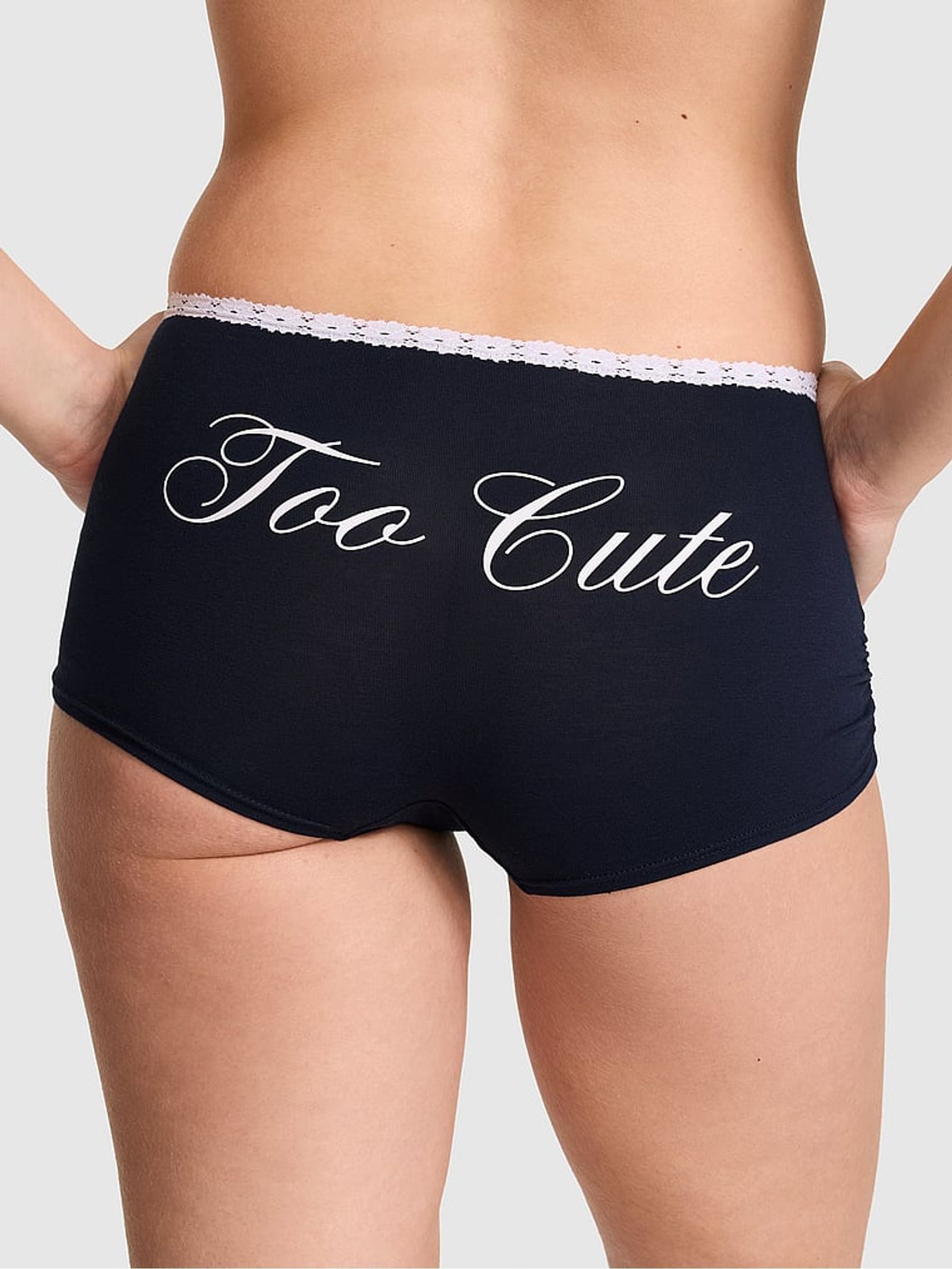 Noir Navy Blue 'Too Cute' Boyshort Cotton Knickers - Image 2 of 2