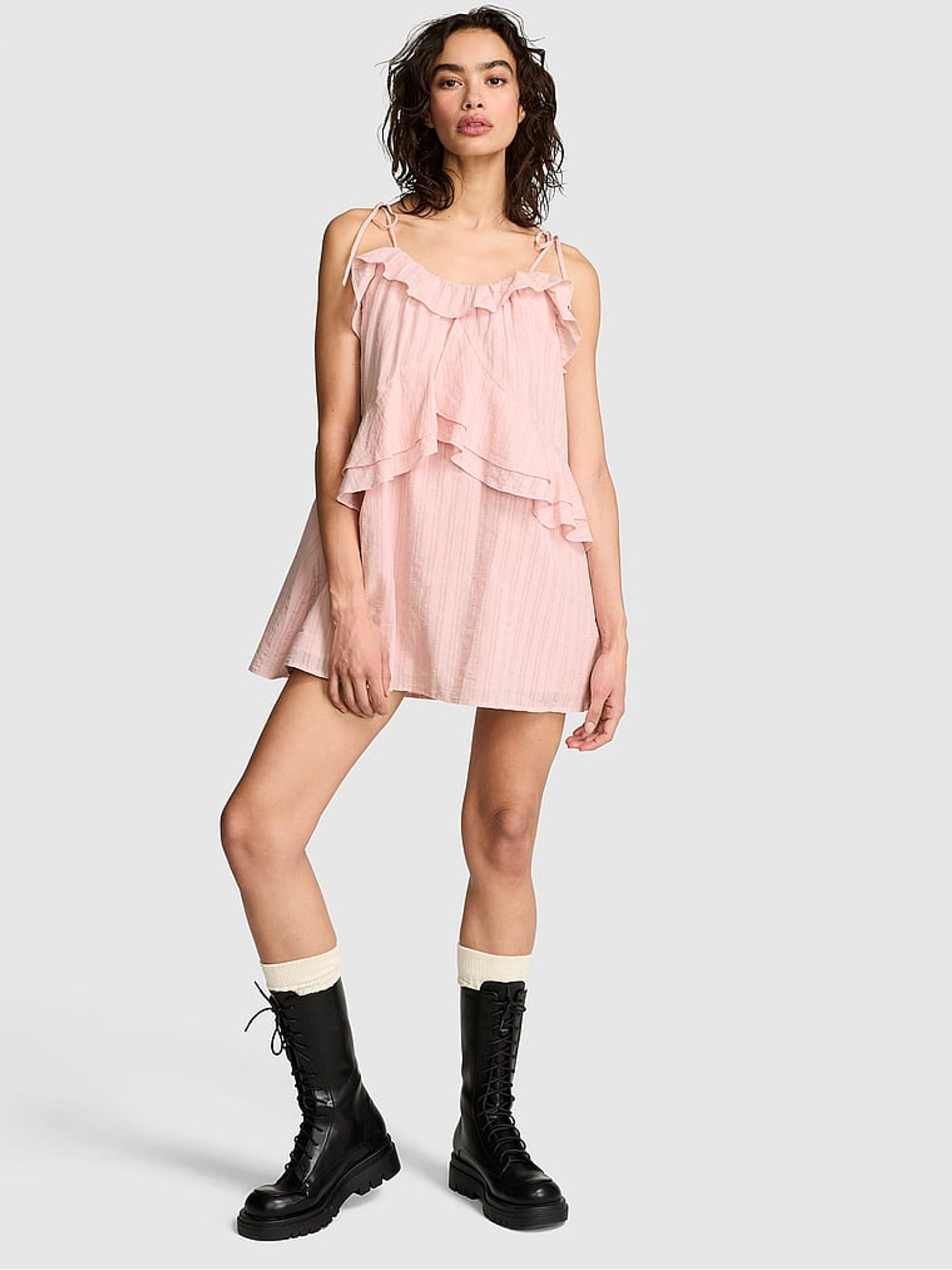 Dollhouse Pink Ruffle Mini Dress - Image 1 of 2