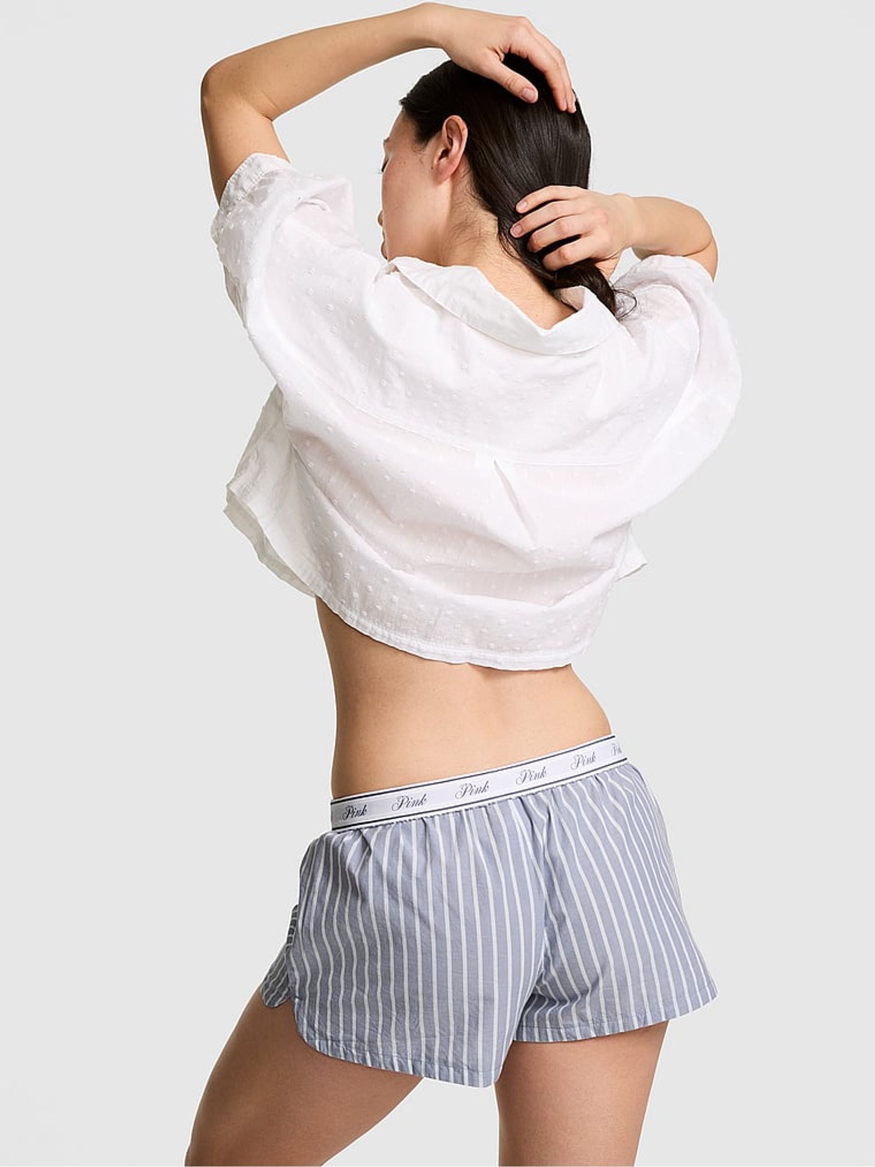 Dusty Iris Blue Stripe Pyjama Short Bottoms - Image 2 of 2