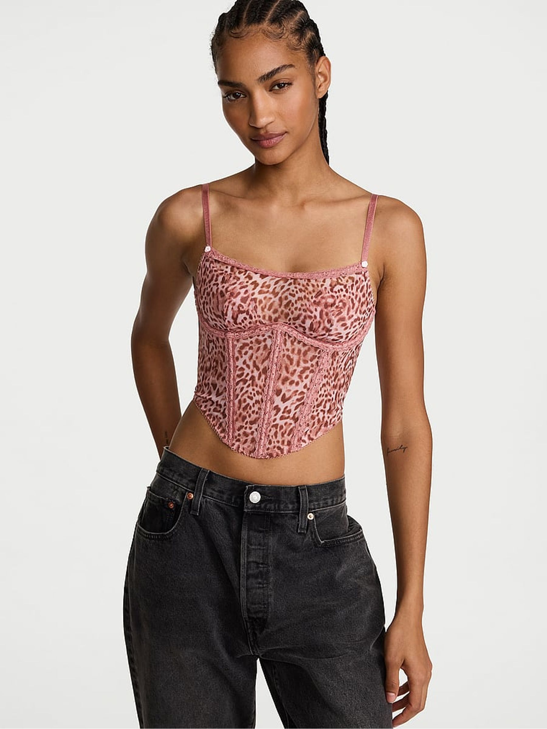 Leopard Brown Mesh Corset Top | Victoria's Secret Ireland