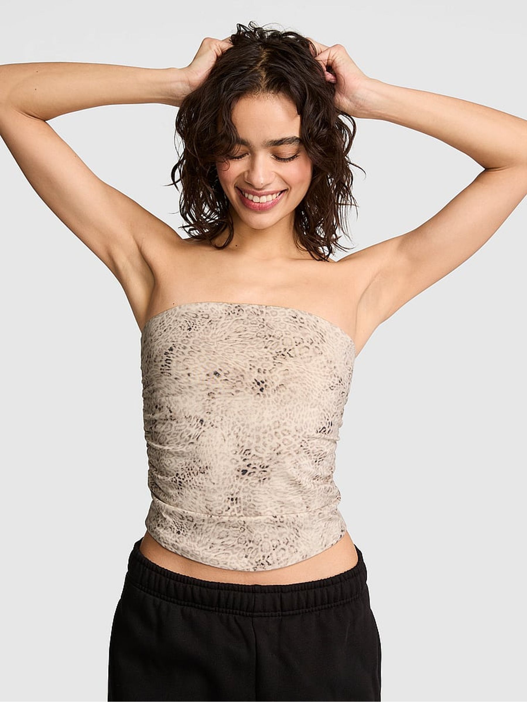 Brown Leopard Cotton Tube Top - Image 1 of 2