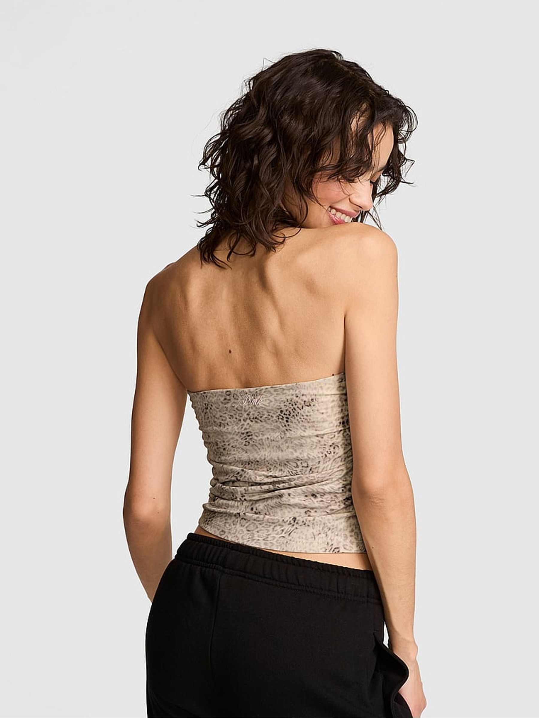 Brown Leopard Cotton Tube Top - Image 2 of 2