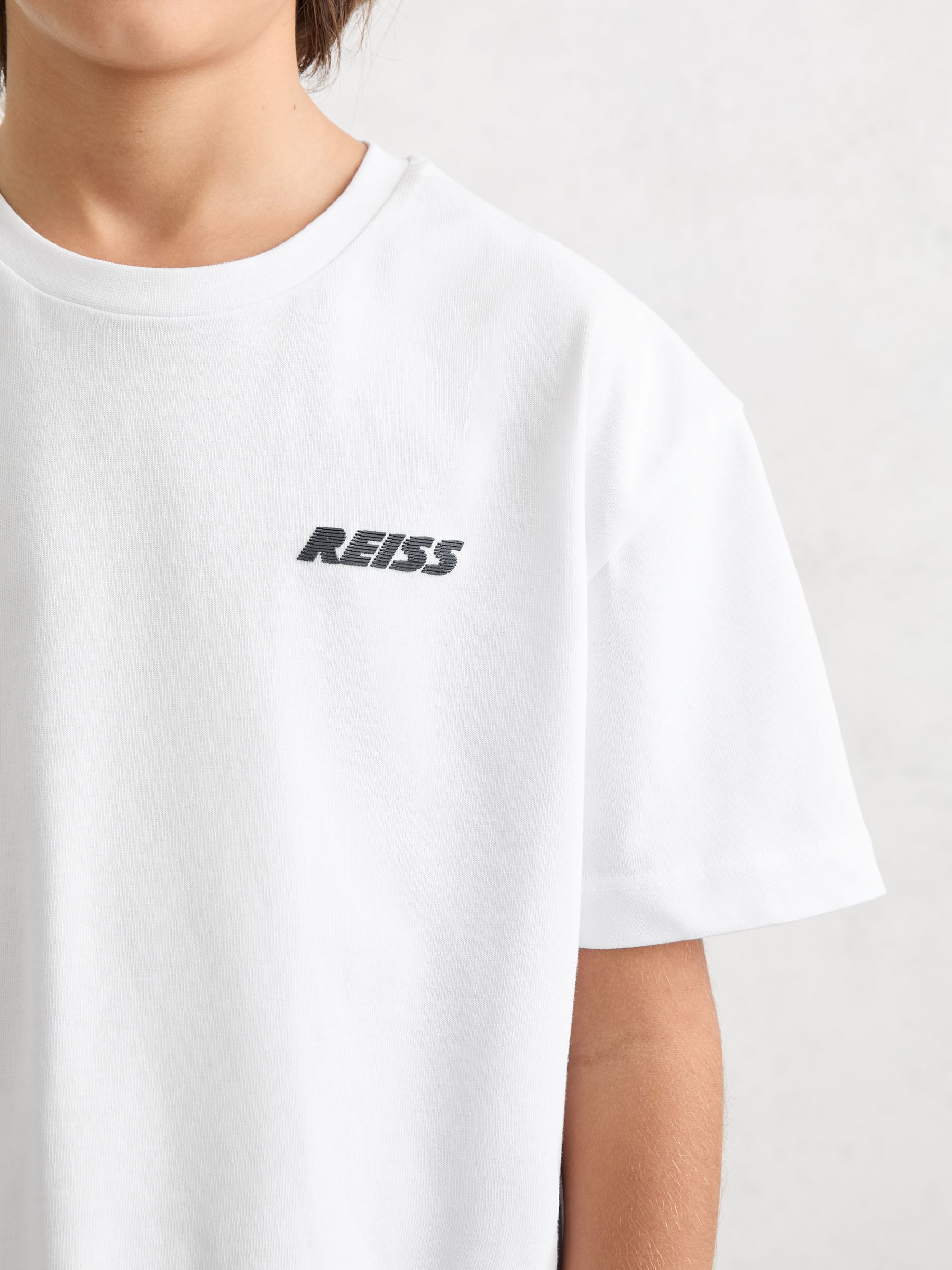 Cotton Logo Crew-Neck T-Shirt in White - Image 3 of 5