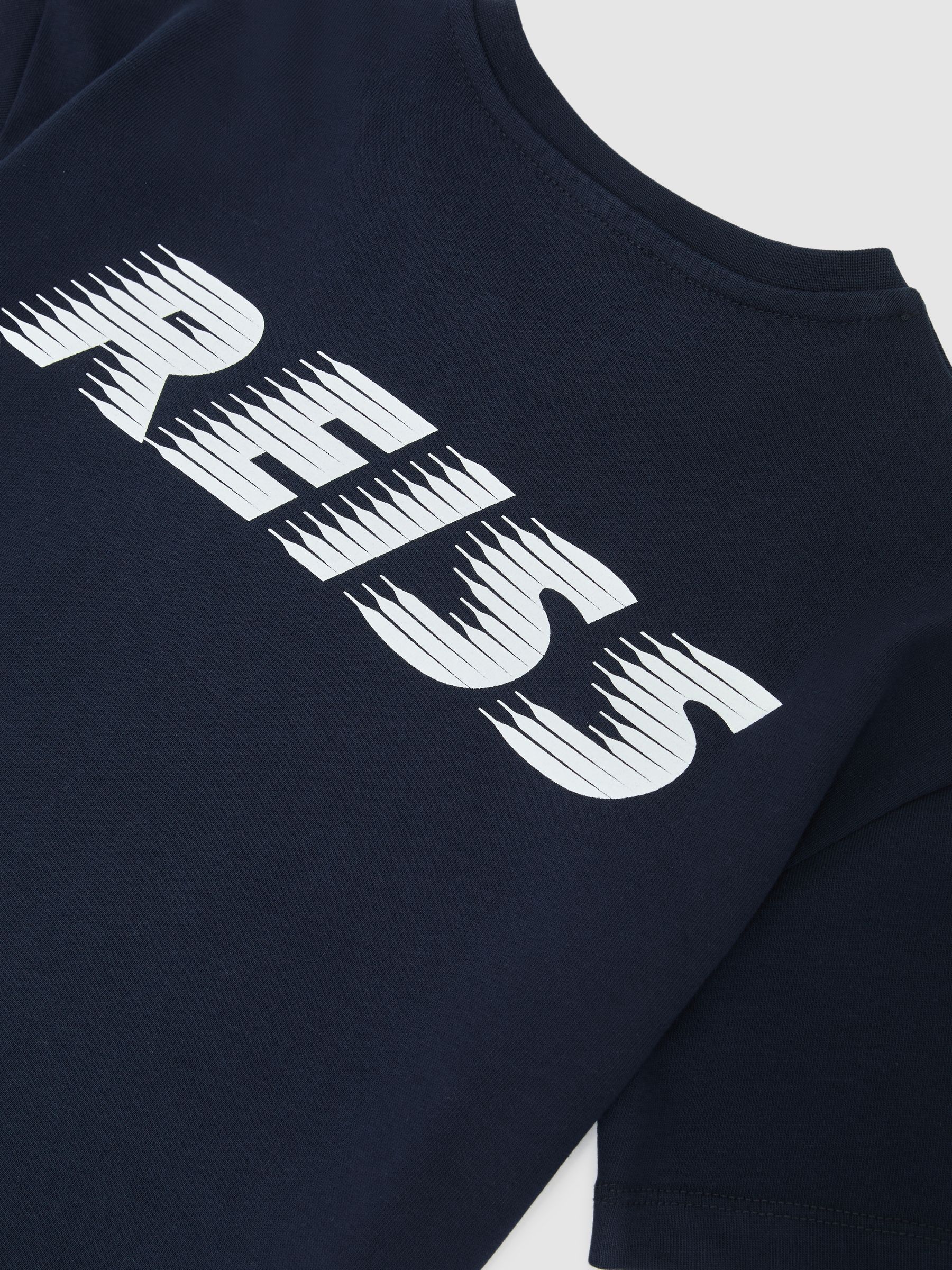 Cotton Logo Crew-Neck T-Shirt in Navy - Image 4 of 4