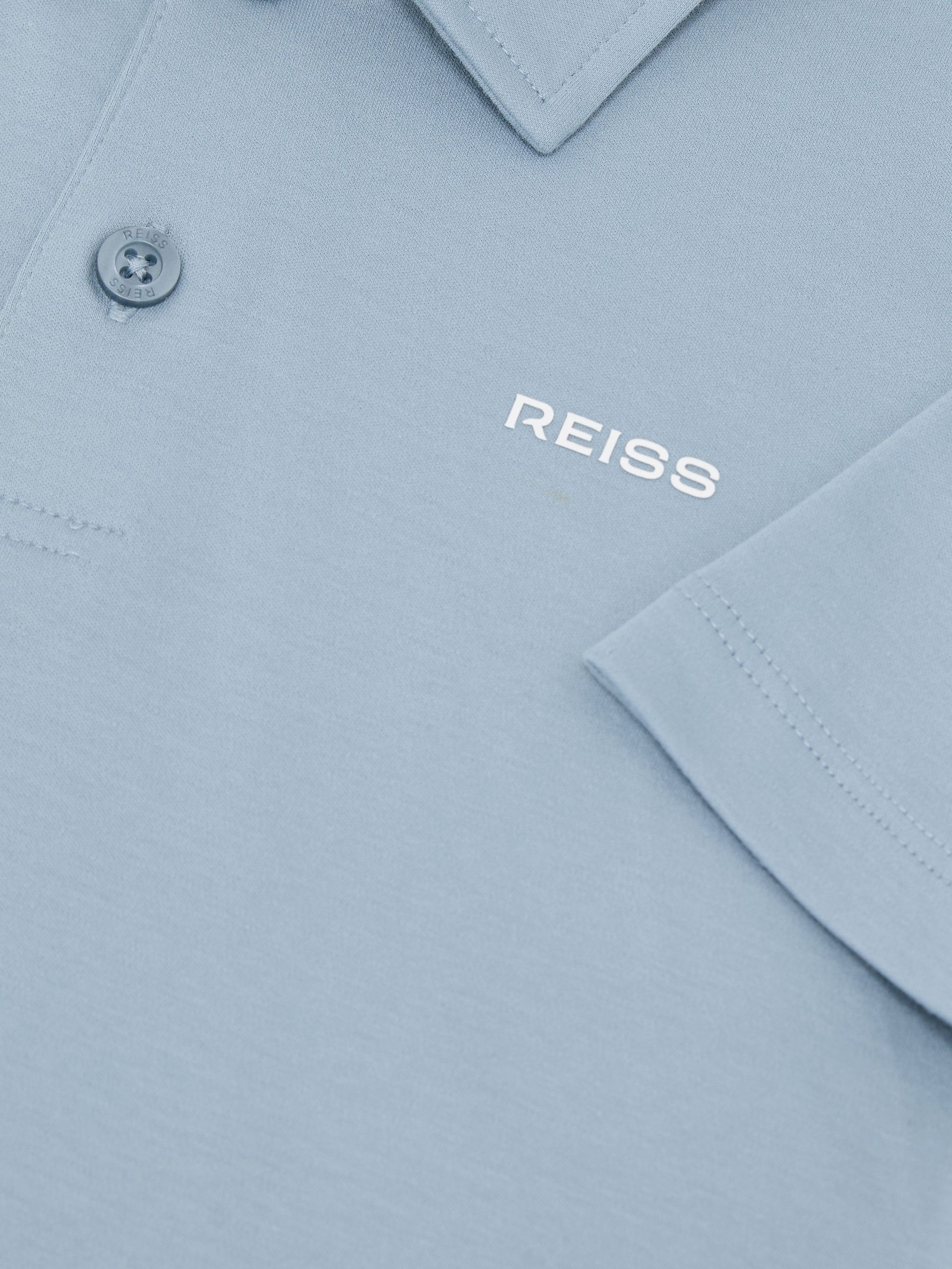 Airwater-Cotton Logo Polo Shirt in Soft Blue - Image 1 of 3
