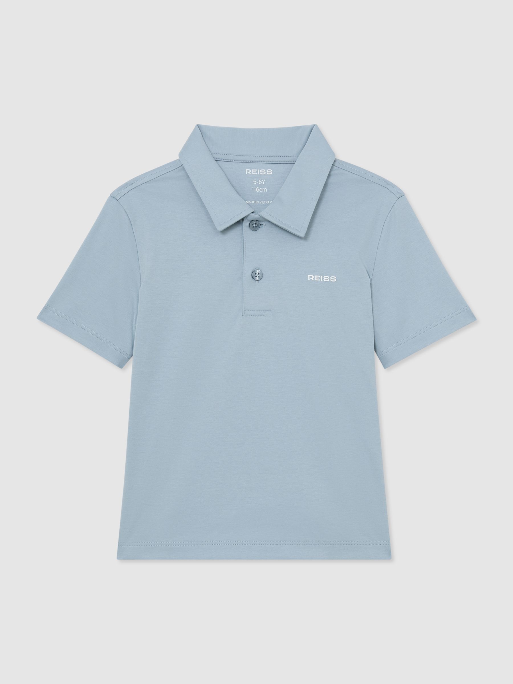 Airwater-Cotton Logo Polo Shirt in Soft Blue - Image 2 of 3