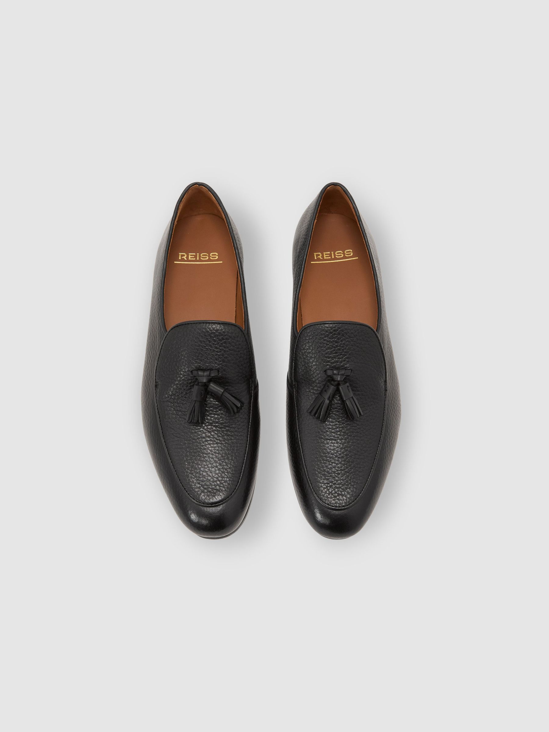 Tumbled-Leather Tassel-Detail Loafers in Black - Image 3 of 6