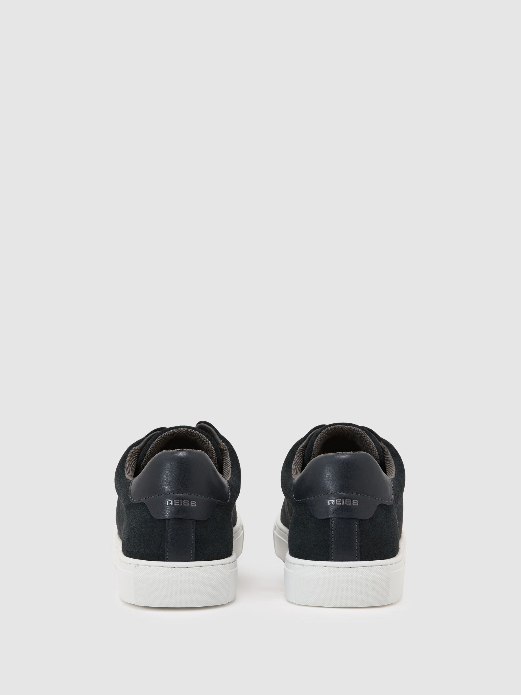 Suede Slip-On Elasticated Trainers in Charcoal Blue - image 2