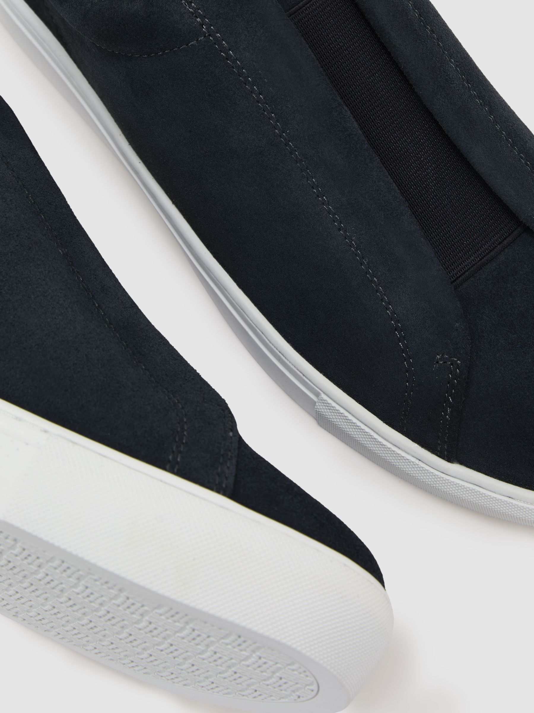 Suede Slip-On Elasticated Trainers in Charcoal Blue - image 3