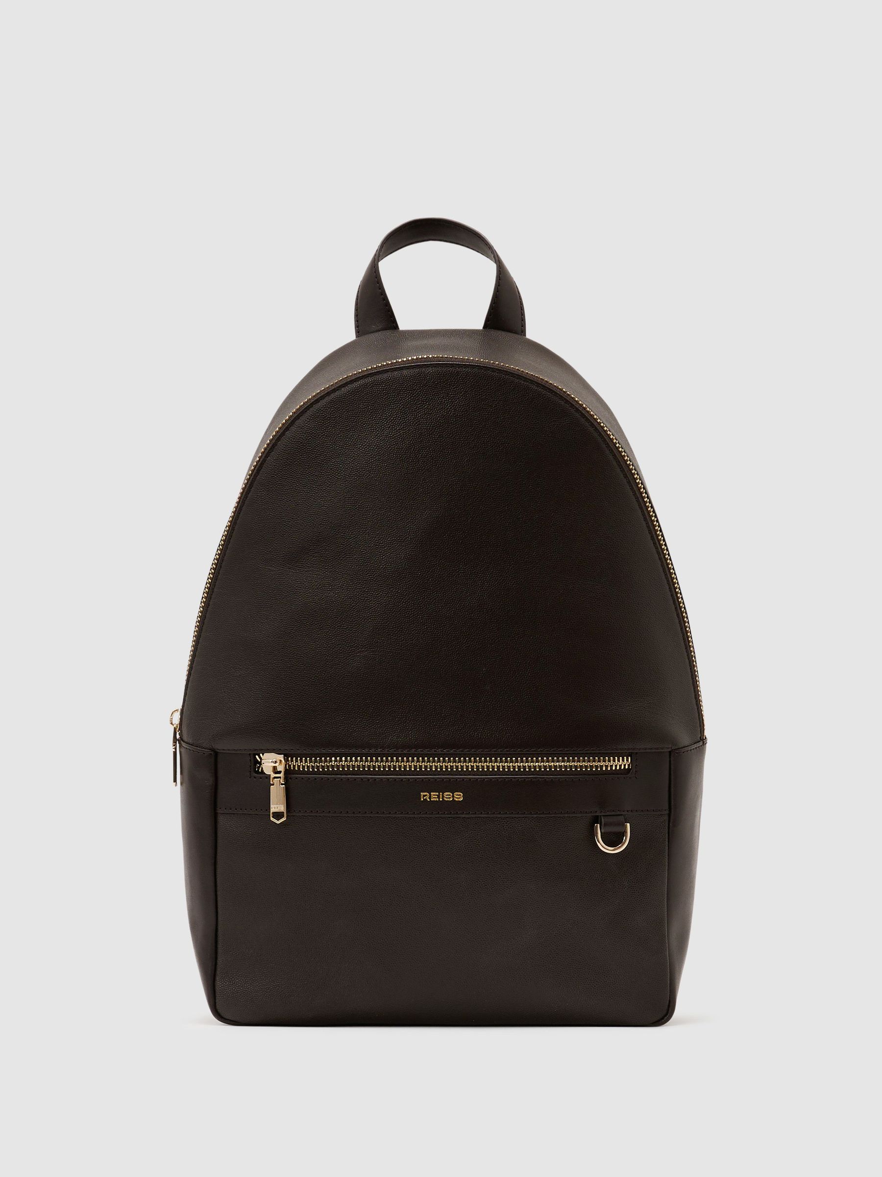 Micro-Grain Leather Backpack in Dark Brown - image 5