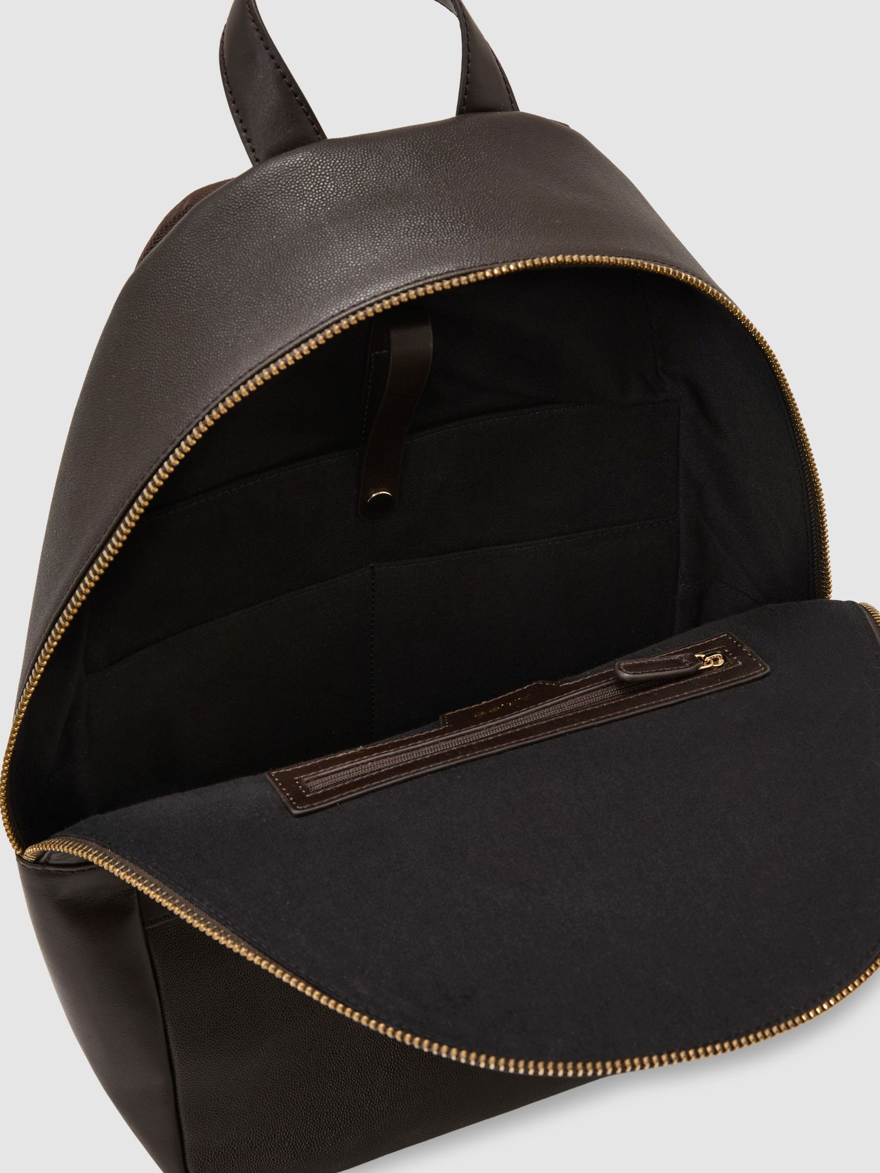 Micro-Grain Leather Backpack in Dark Brown - image 3