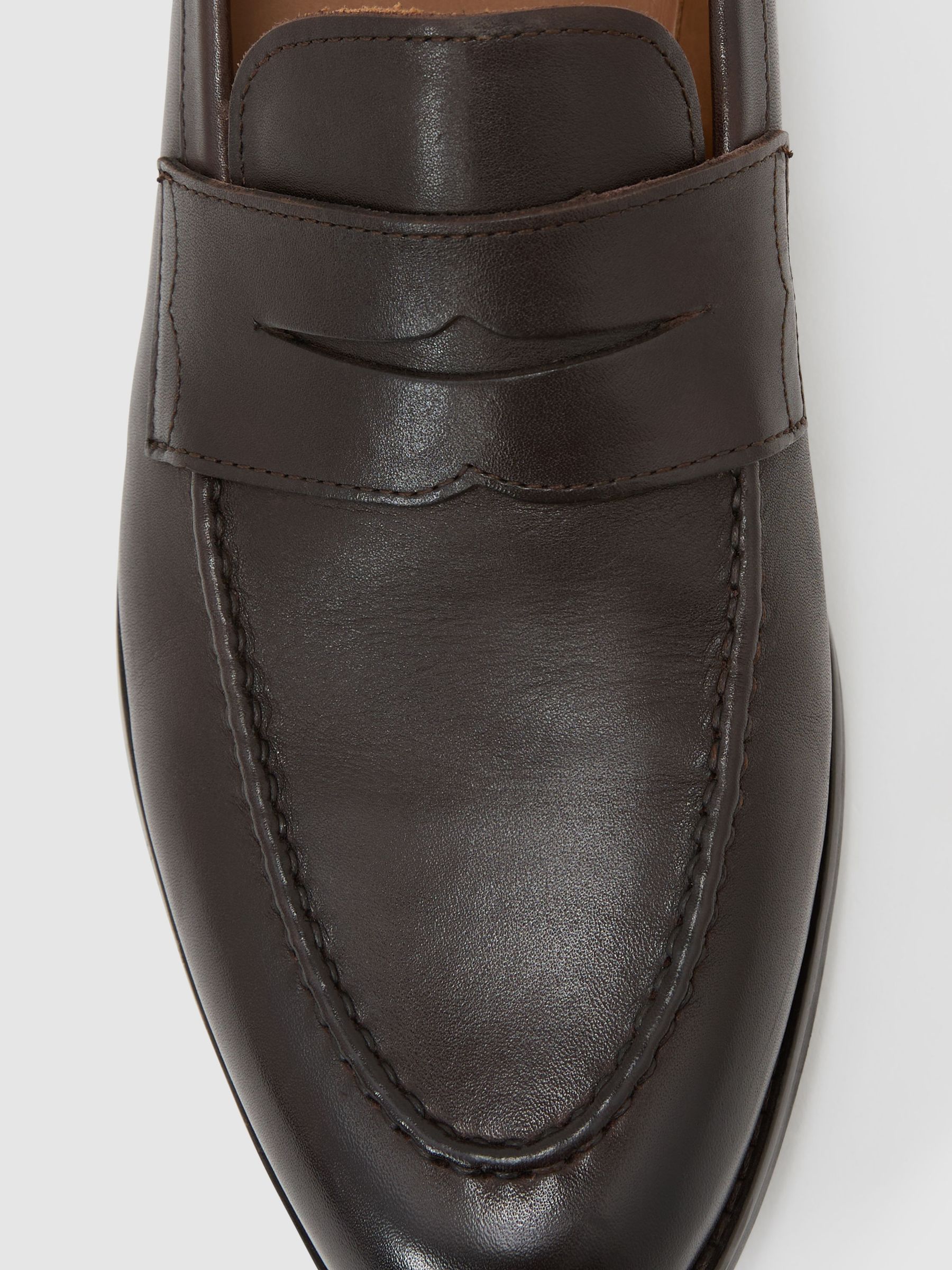 Leather Saddle Loafers in Dark Brown - image 2