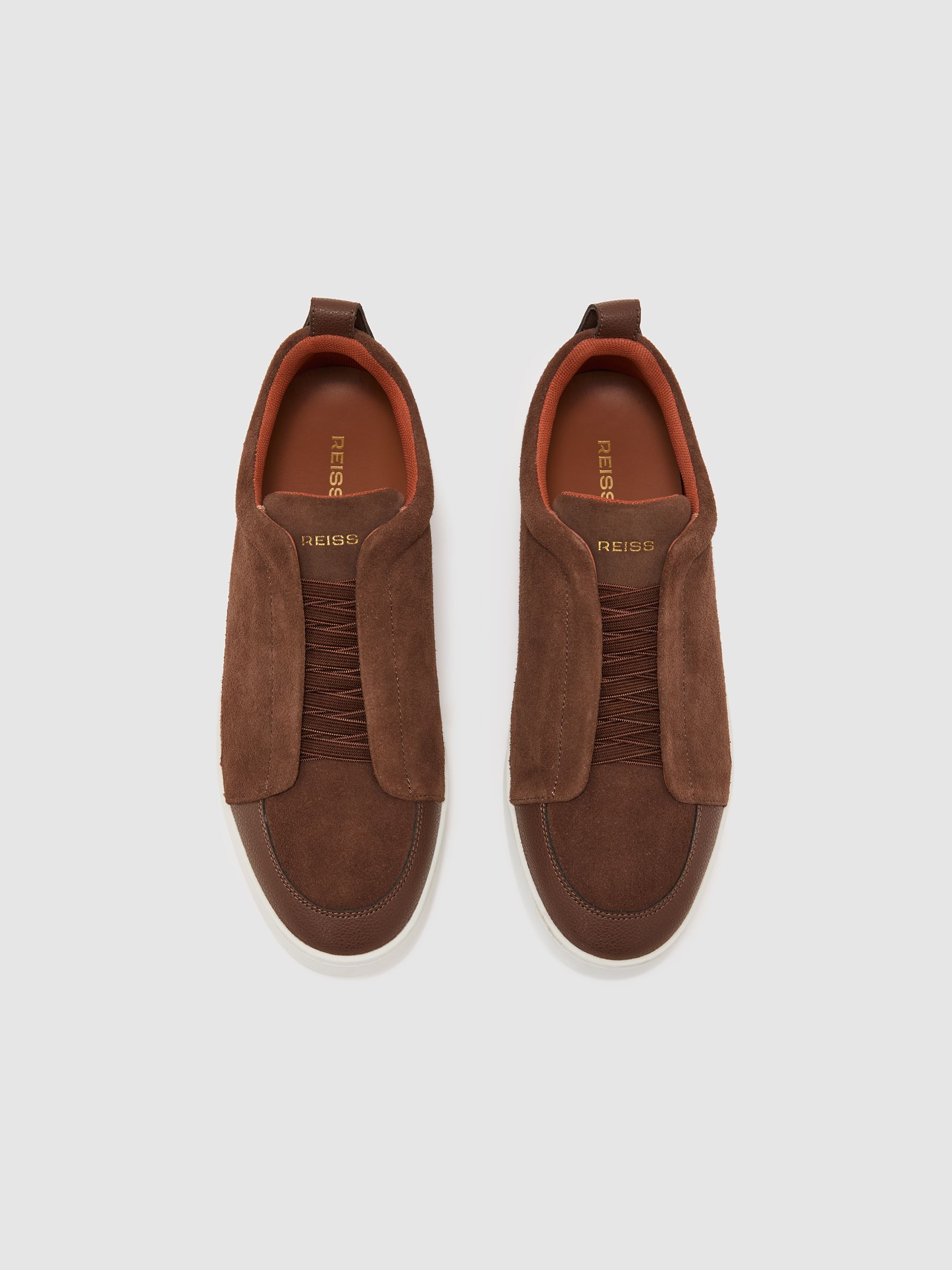 Suede Elasticated-Lace Hybrid Trainers in Chocolate Brown - image 4
