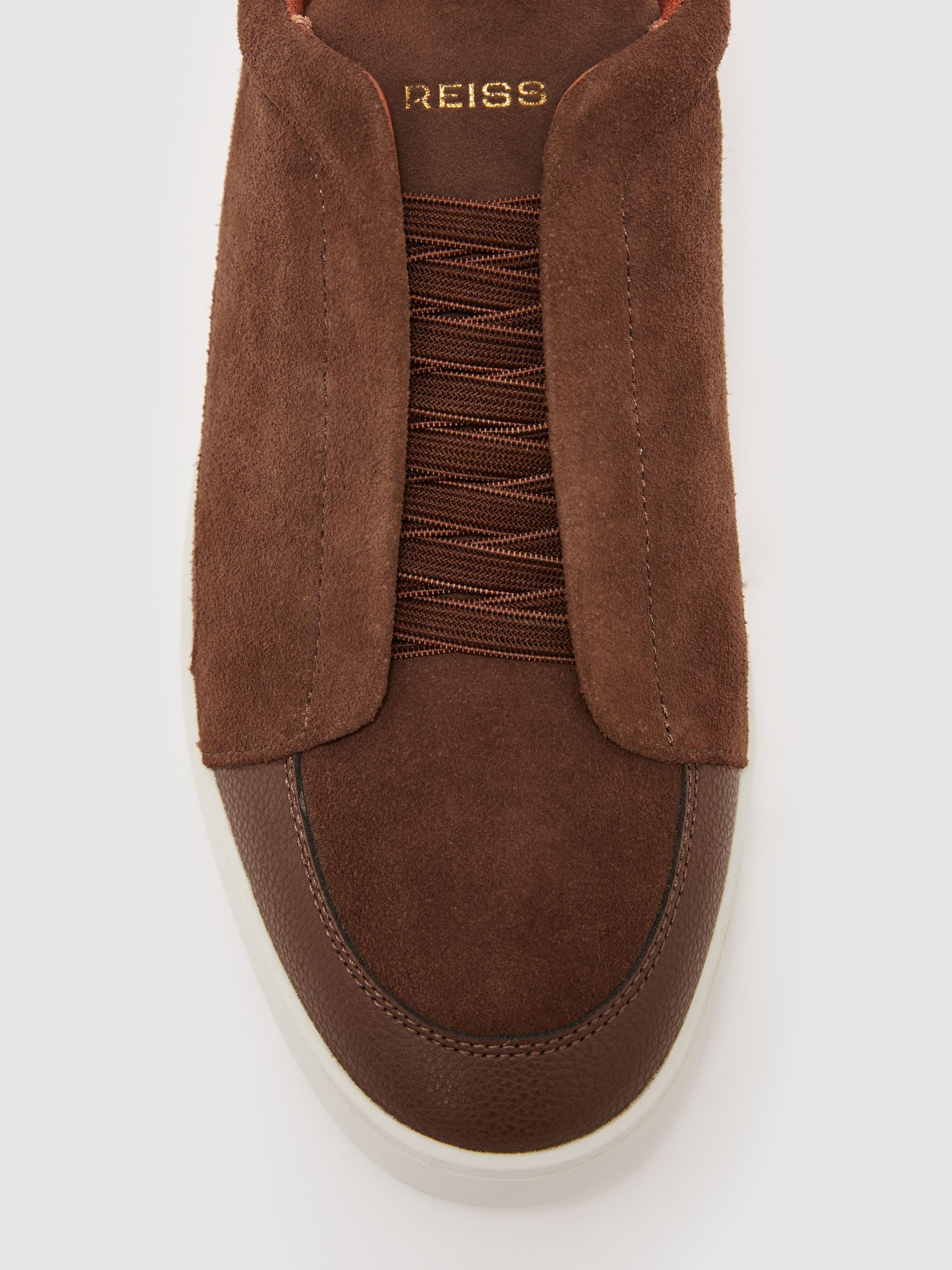Suede Elasticated-Lace Hybrid Trainers in Chocolate Brown - image 5
