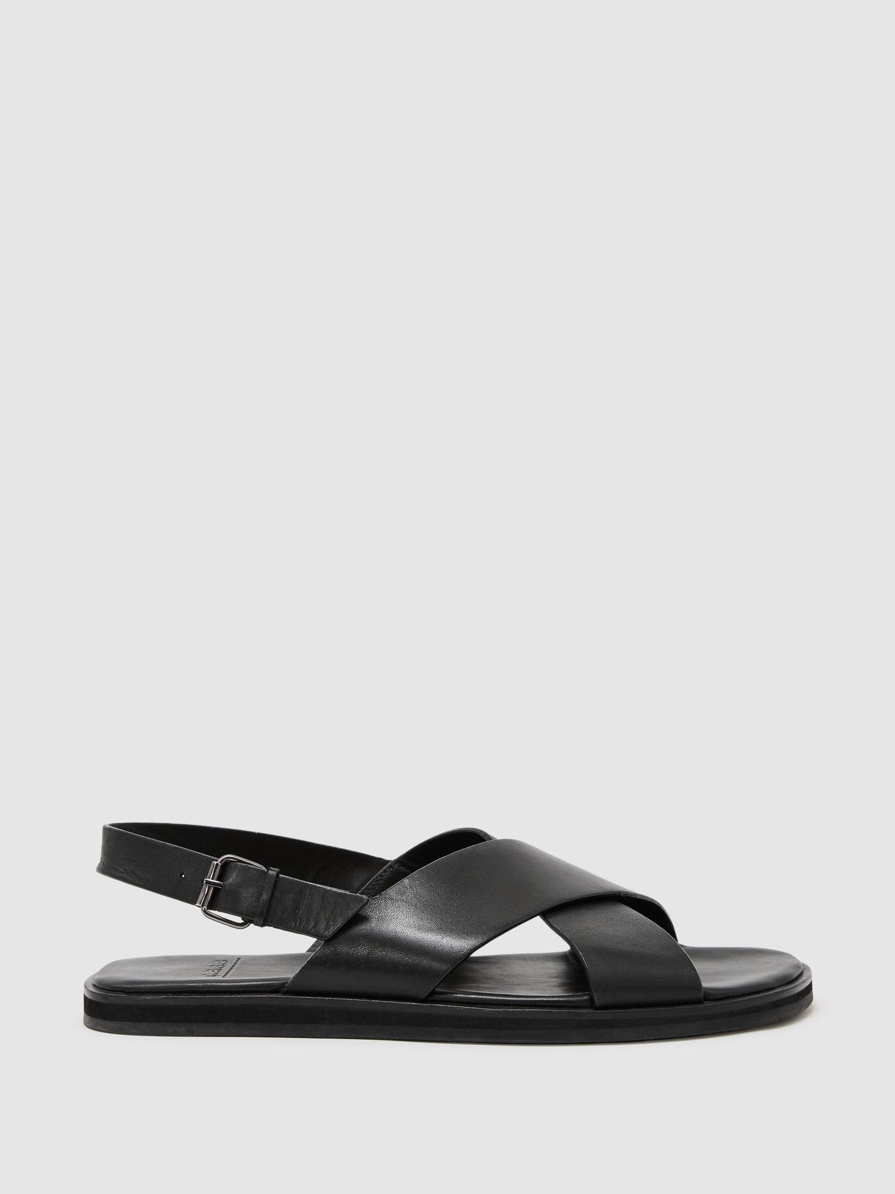 Leather Crossover Sandals in Black - Image 2 of 6 Leather Crossover Sandals in Black - Image 2 of 6