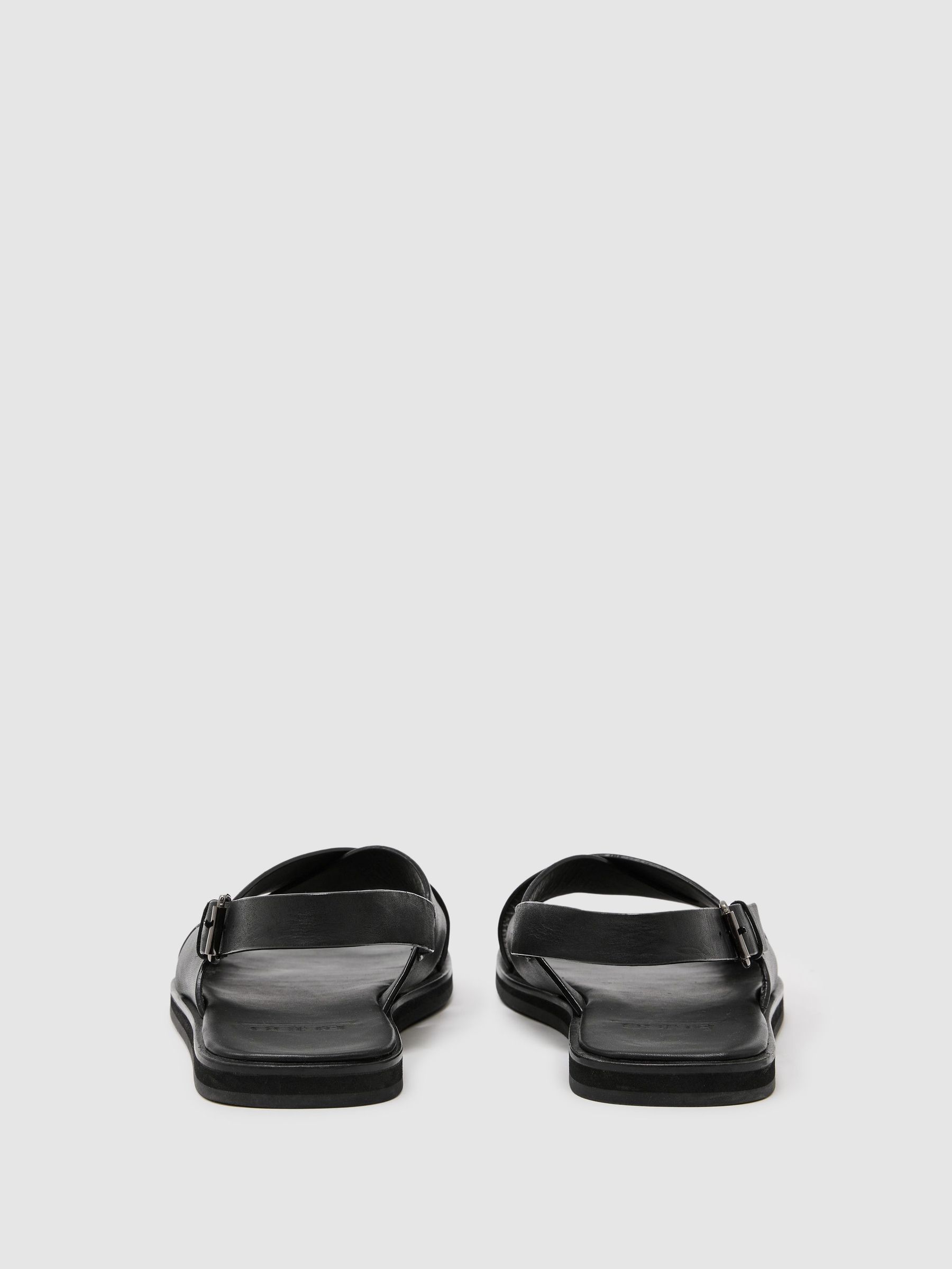 Leather Crossover Sandals in Black - Image 4 of 6