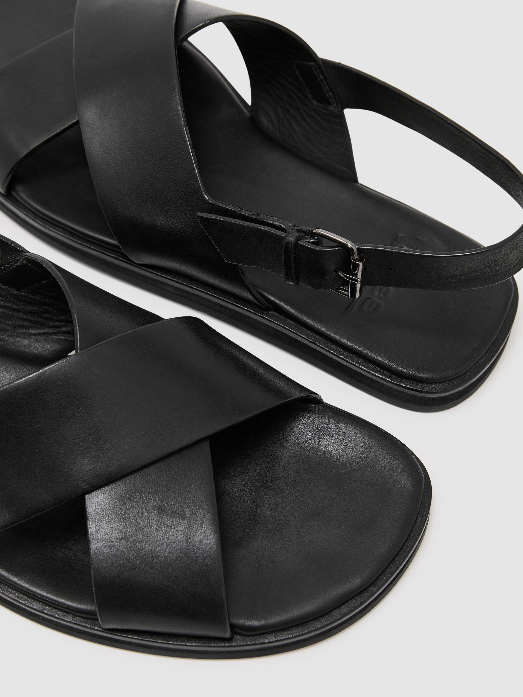 Leather Crossover Sandals in Black - Image 6 of 6
