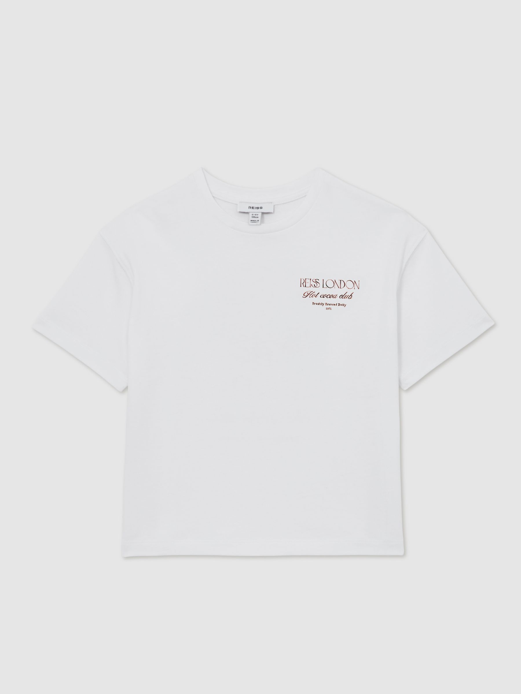 Cotton Hot Cocoa-Print T-Shirt in White - Image 2 of 6