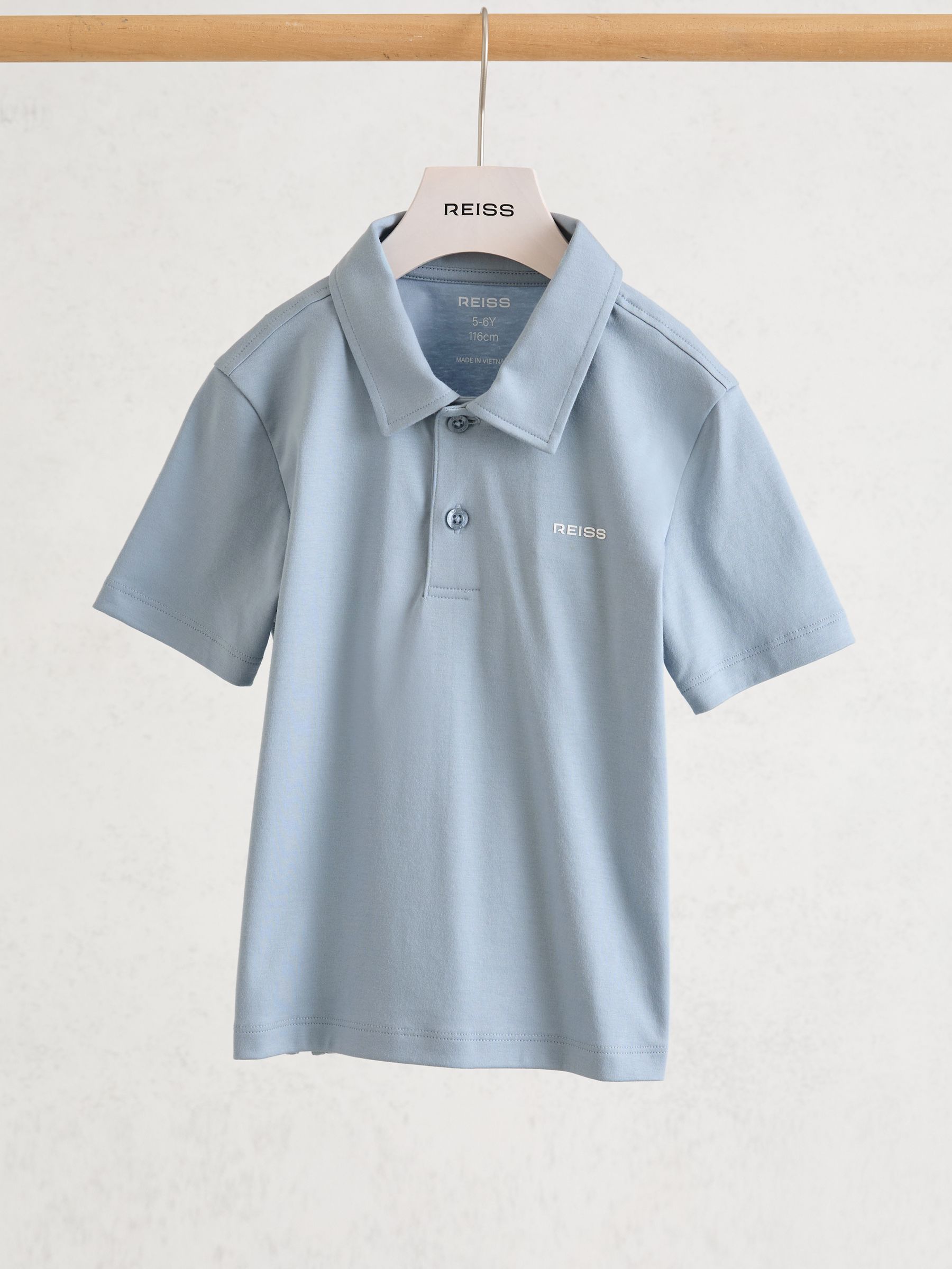 Airwater-Cotton Logo Polo Shirt in Soft Blue - Image 2 of 3