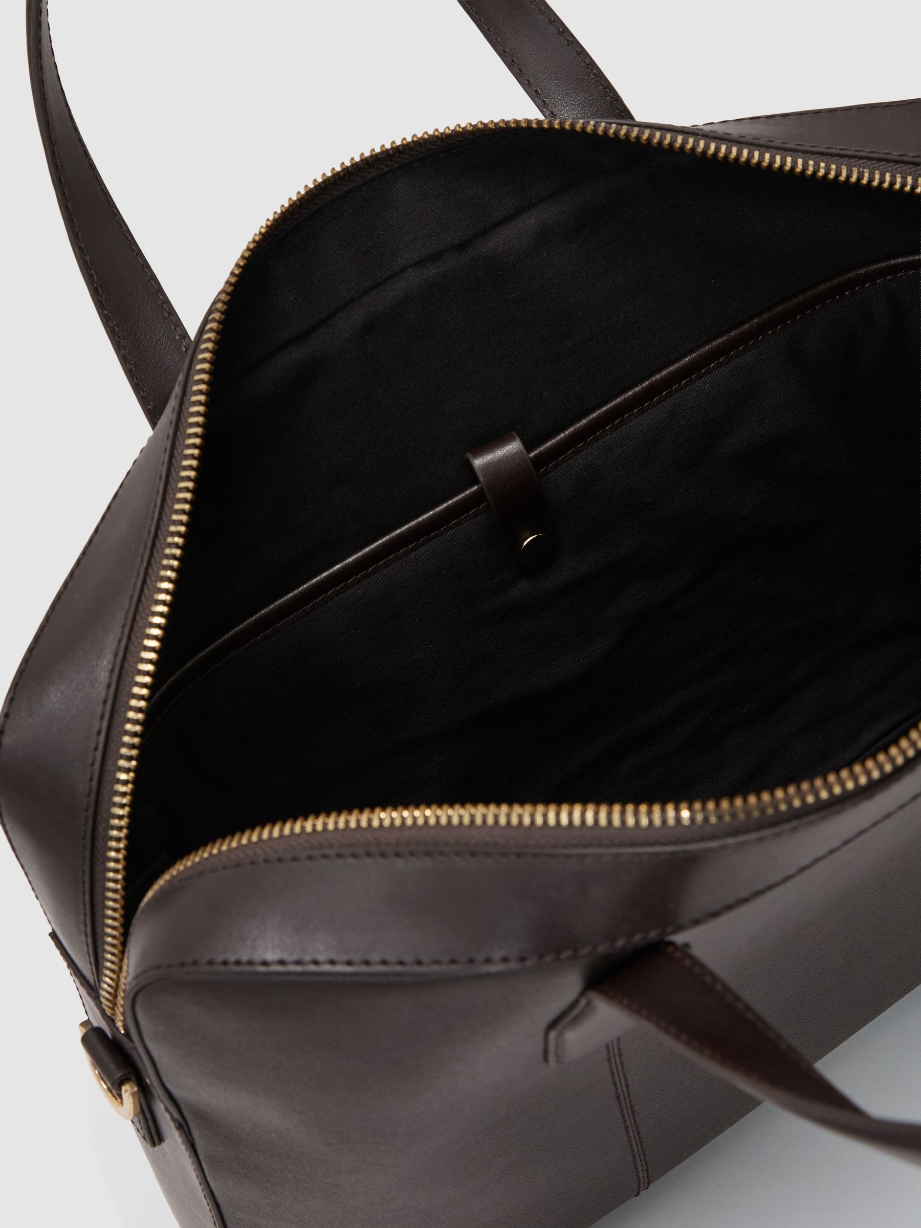 Micro-Grain Leather Briefcase Bag in Dark Brown - Image 4 of 6