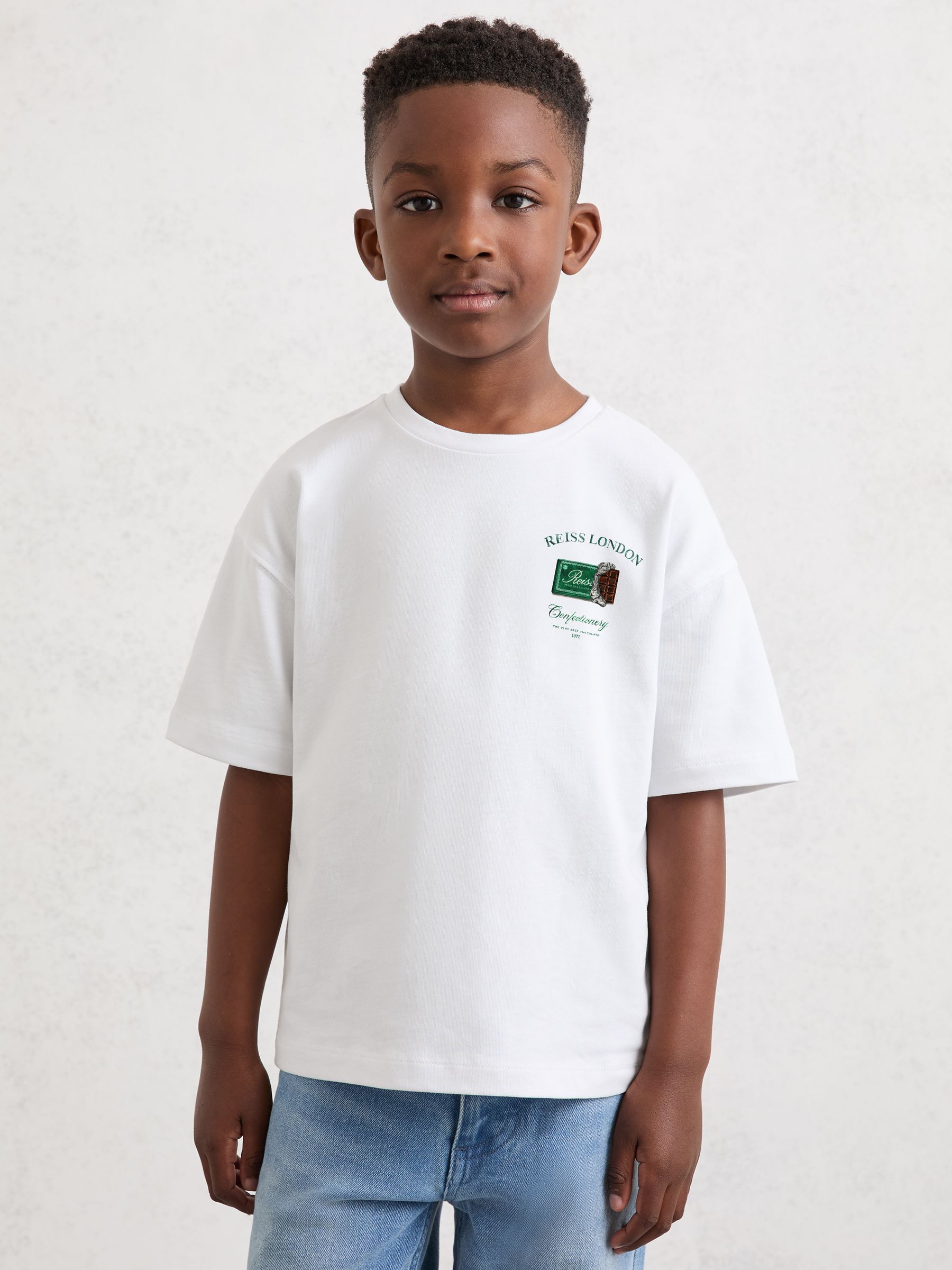 Cotton Chocolate-Print T-Shirt in White - Image 2 of 6