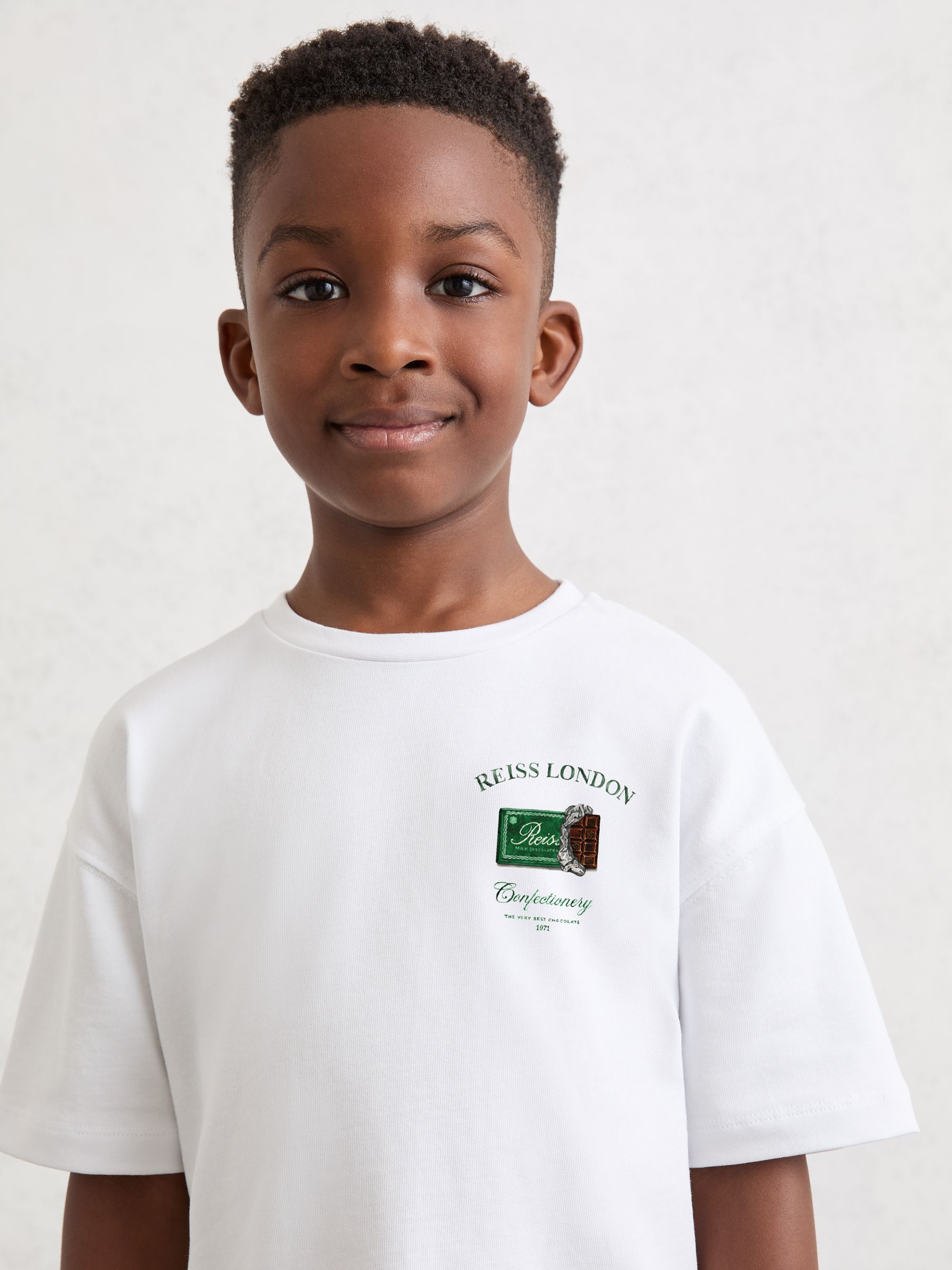 Cotton Chocolate-Print T-Shirt in White - Image 4 of 6