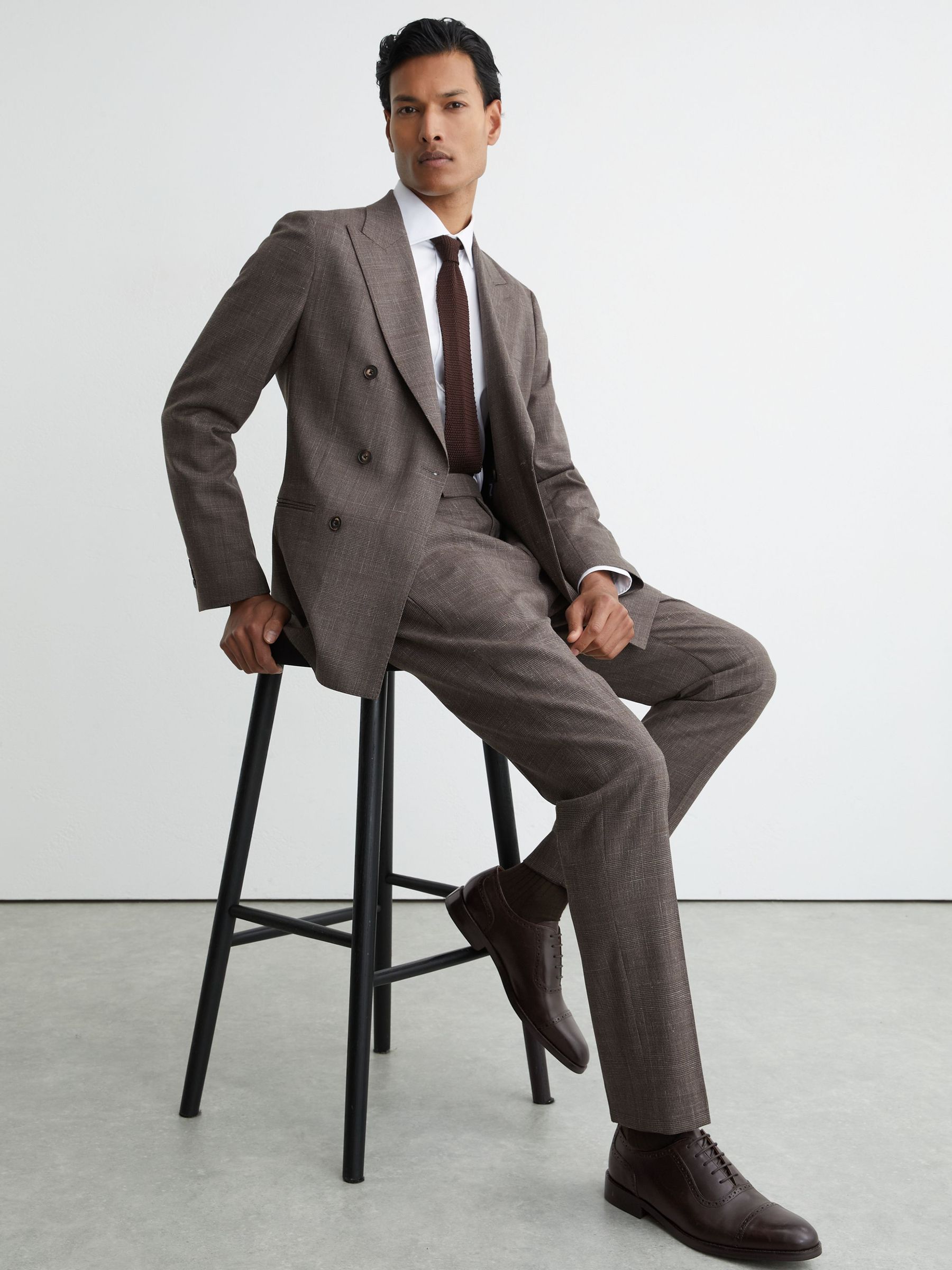 AUBERGE BROWN 25AW　サイズ40 OXFORD GRAY Reiss Leather Brogue-Detail Oxford Shoes in Dark Brown | REISS