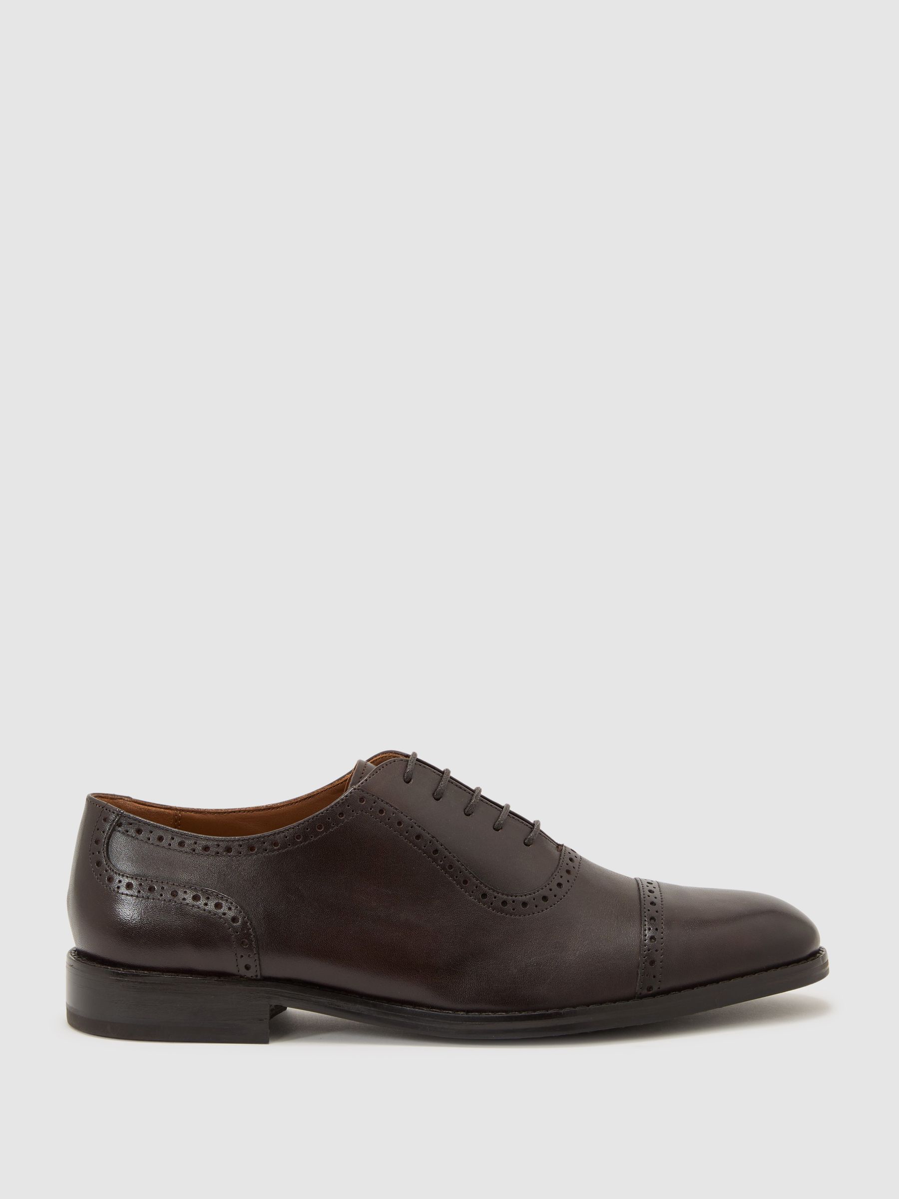 Leather Brogue-Detail Oxford Shoes in Dark Brown - image 1