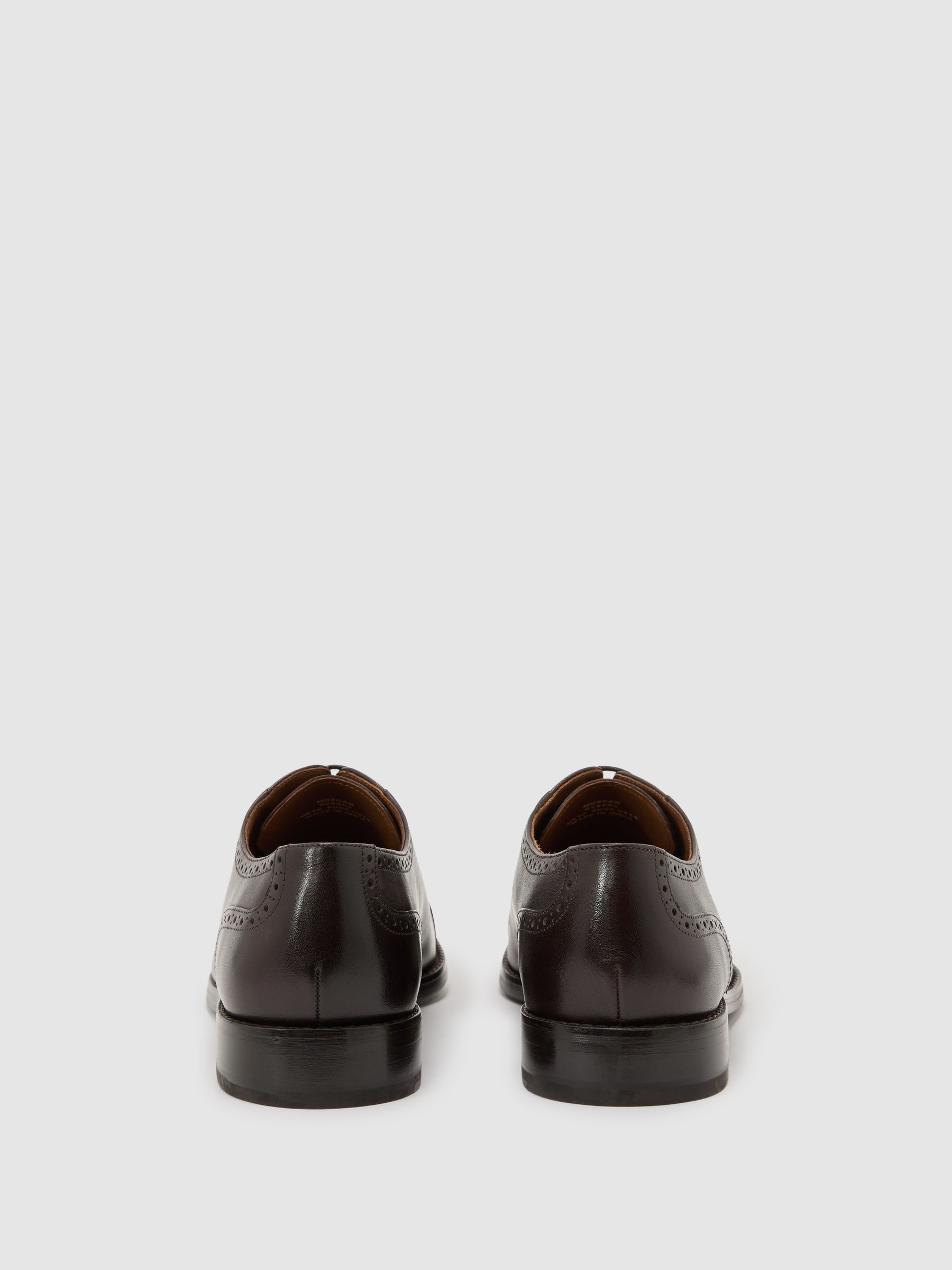 Leather Brogue-Detail Oxford Shoes in Dark Brown - image 3