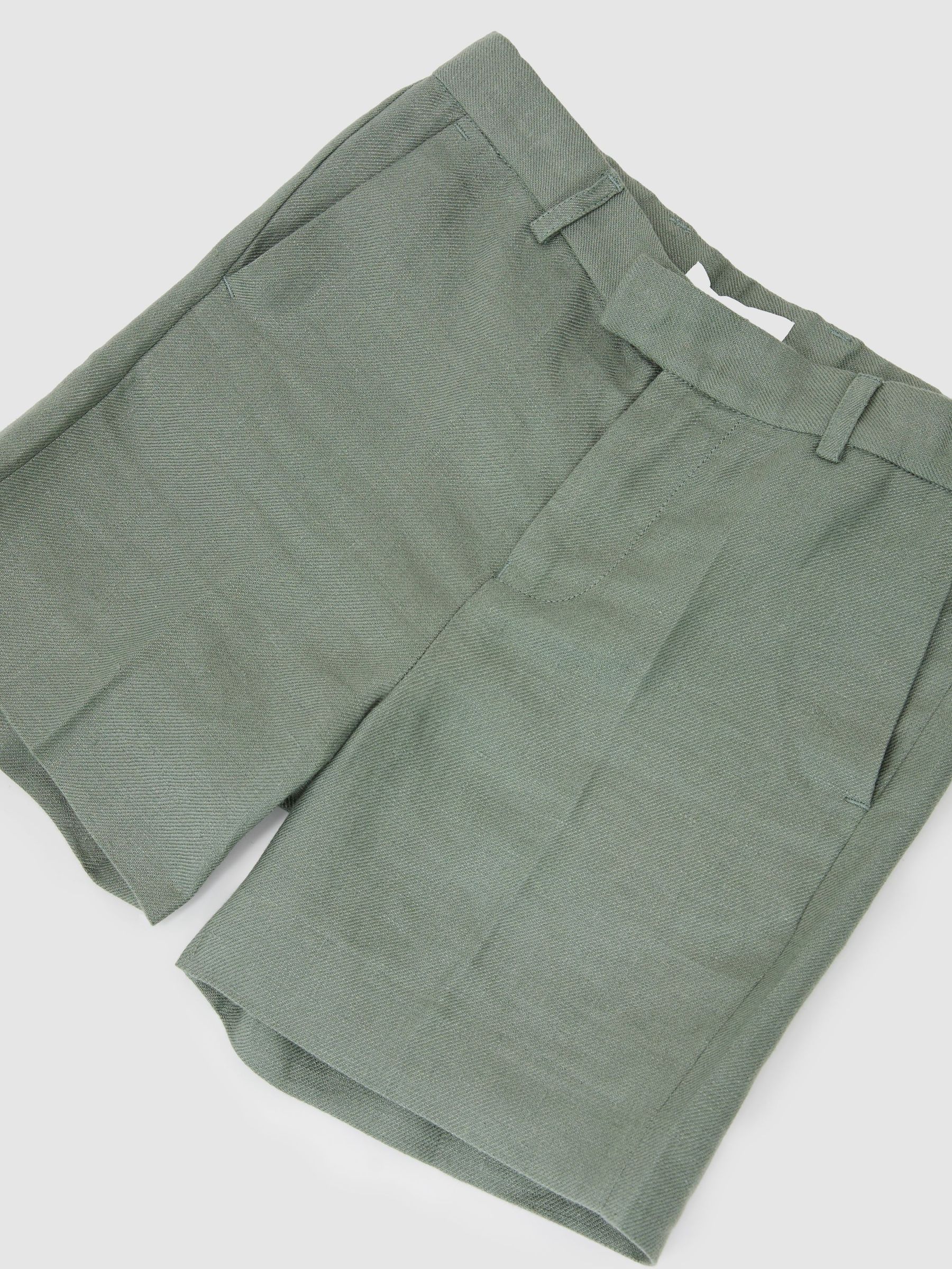 13-14 yrs Linen Tailored Shorts in Sage Green - Image 1 of 3