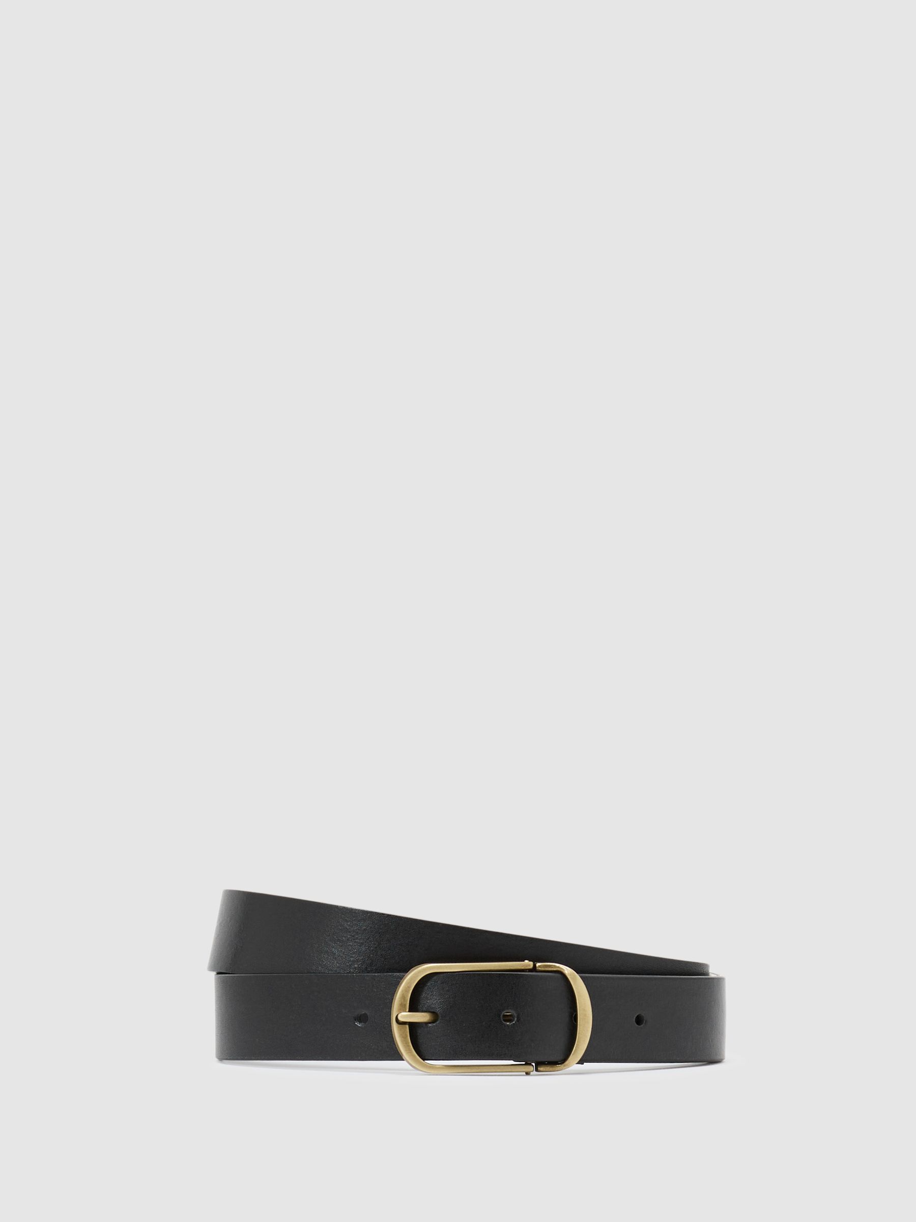 Leather Hinged-Buckle Belt in Black - Image 1 of 5