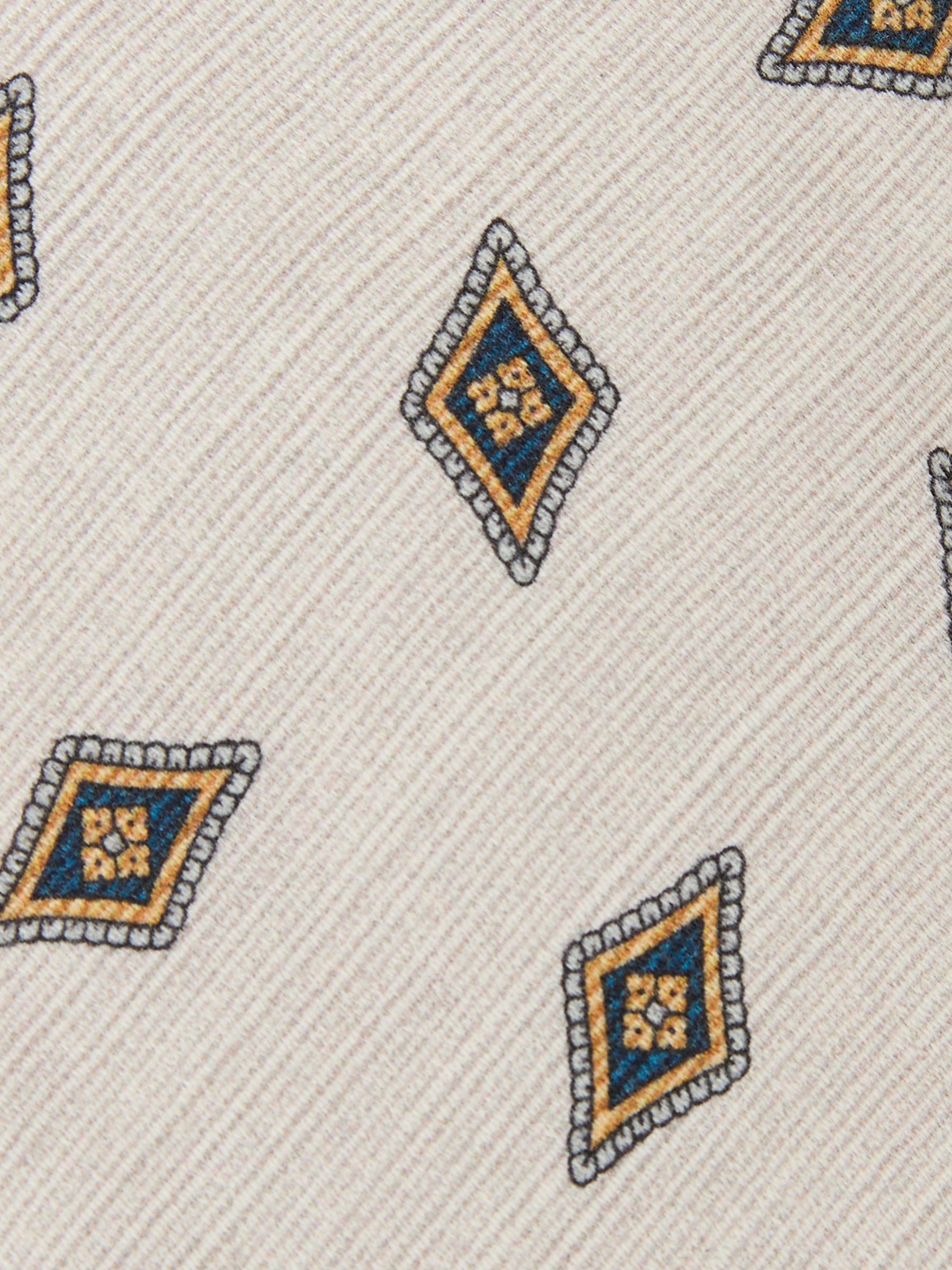 Silk Diamond Medallion-Print Tie in Light Oatmeal Brown - Image 5 of 5