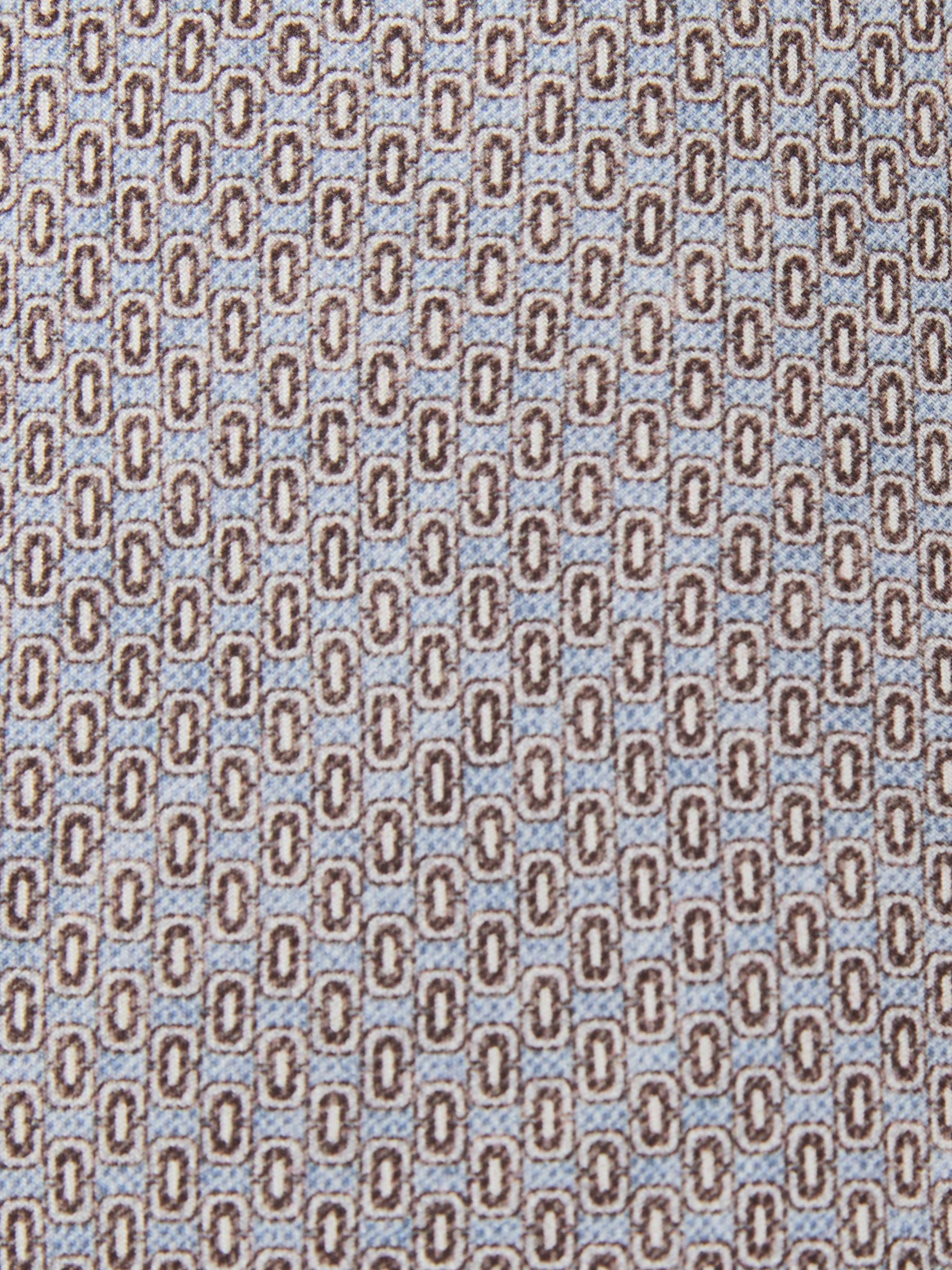 Silk Micro Geometric-Print Tie in Soft Blue - image 1