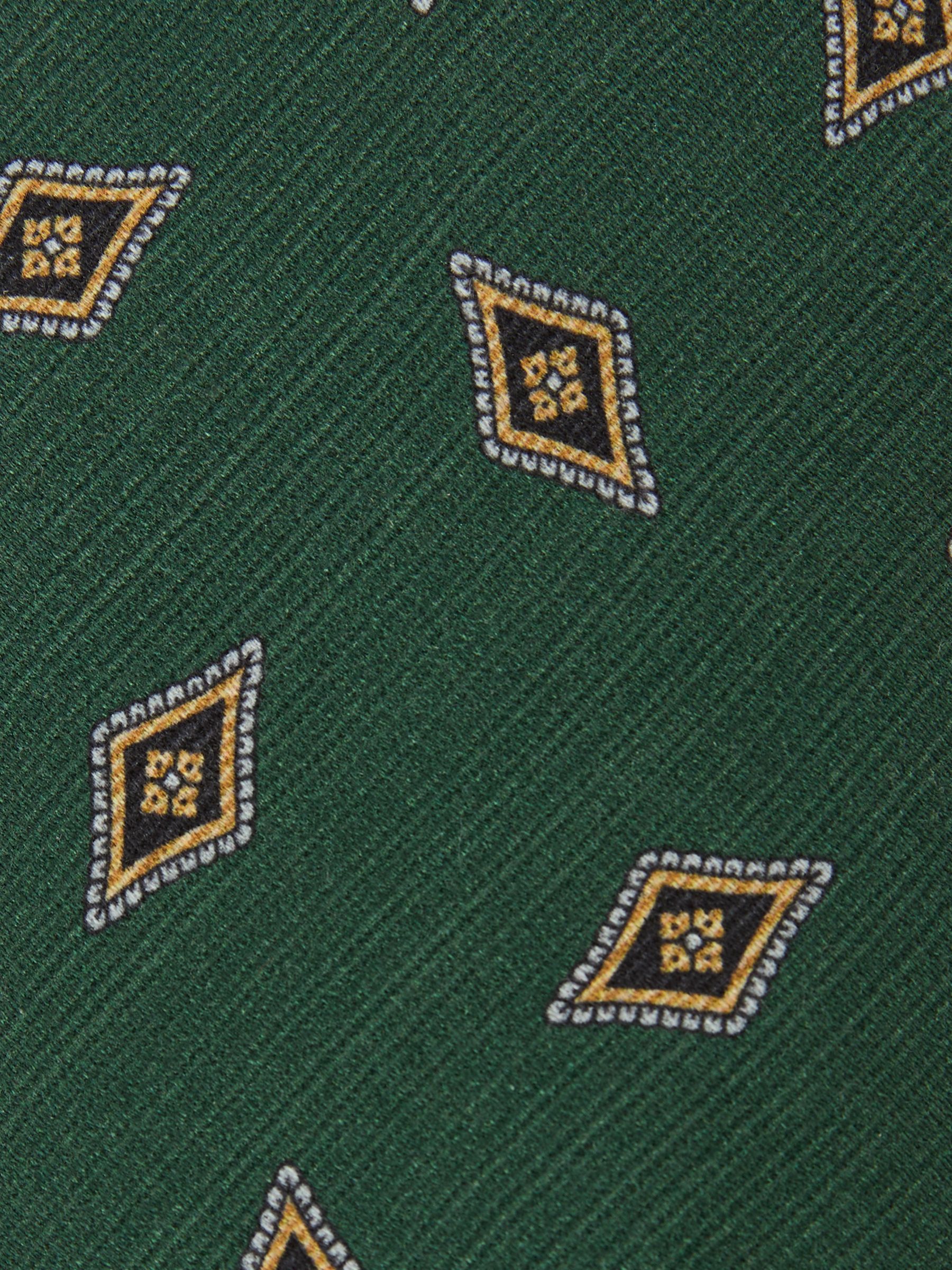 Silk Diamond Medallion-Print Tie in Forest Green - image 1