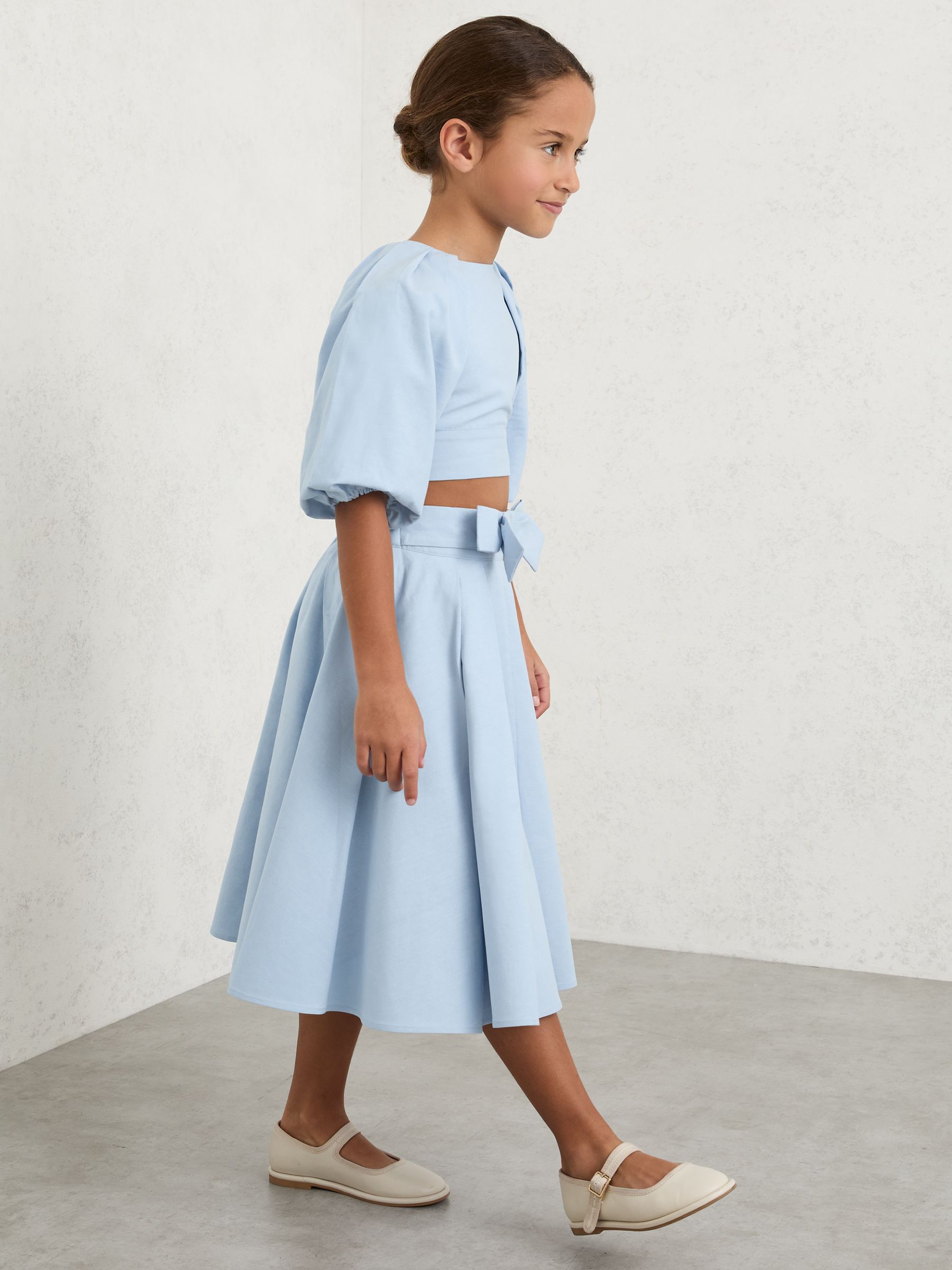 Puff-Sleeve Tie-Back Top in Pale Blue - Image 4 of 5