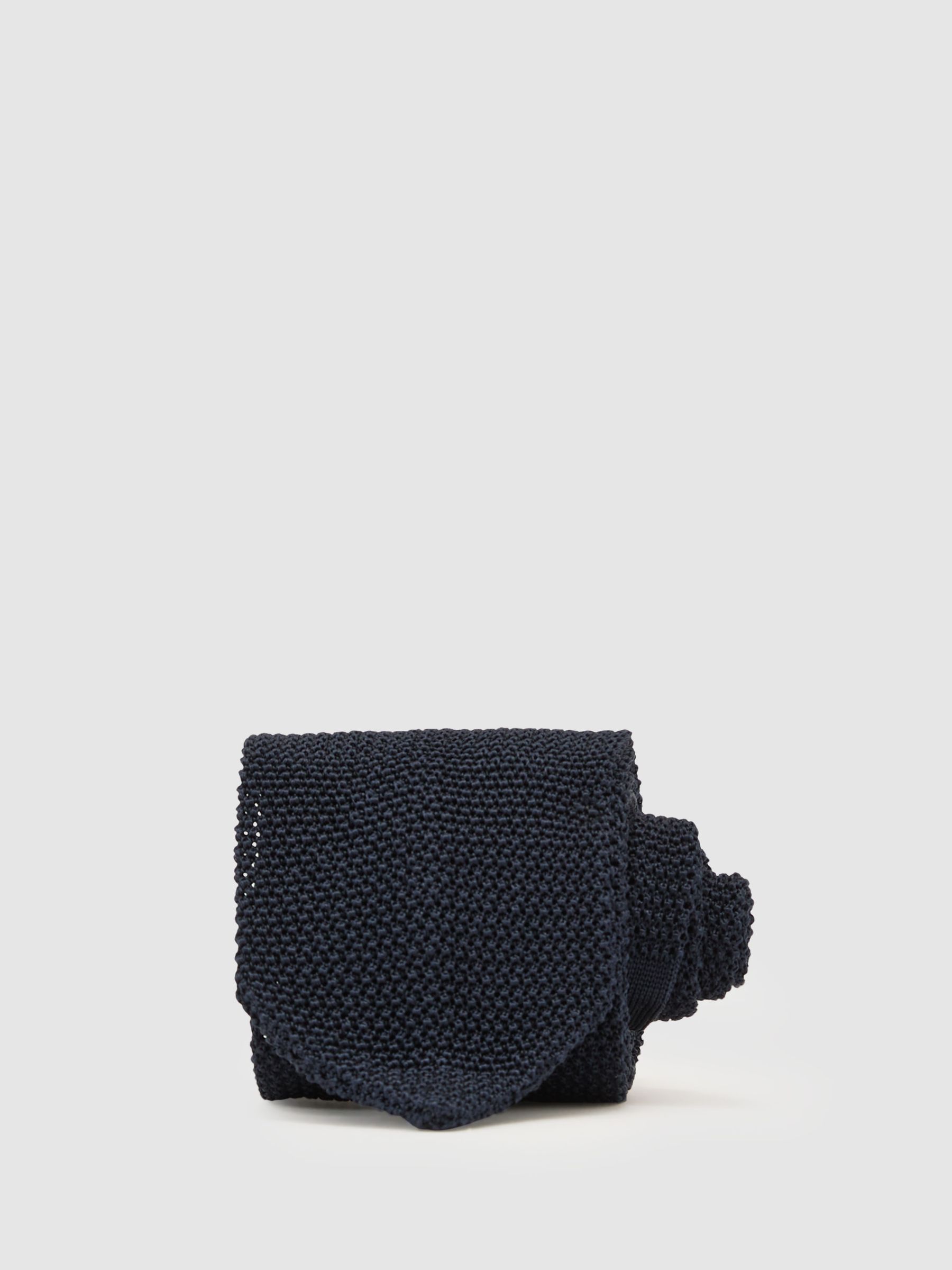 Silk Knitted Tie in Navy - image 1