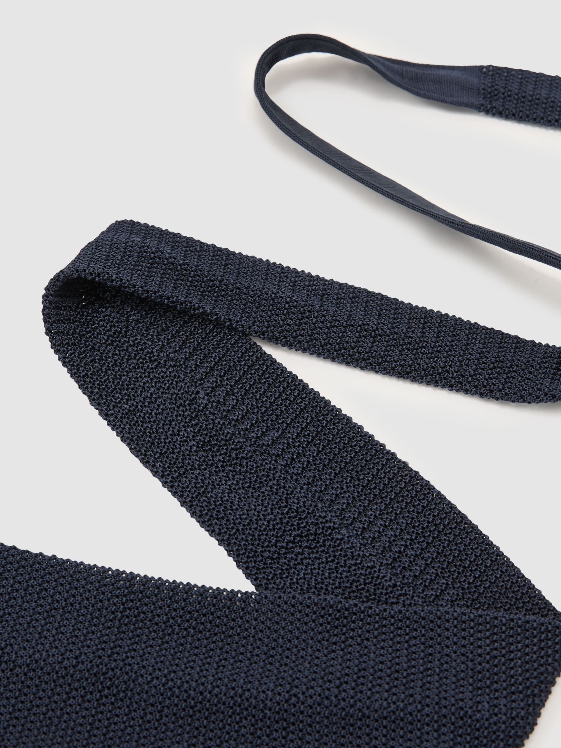 Silk Knitted Tie in Navy - image 4