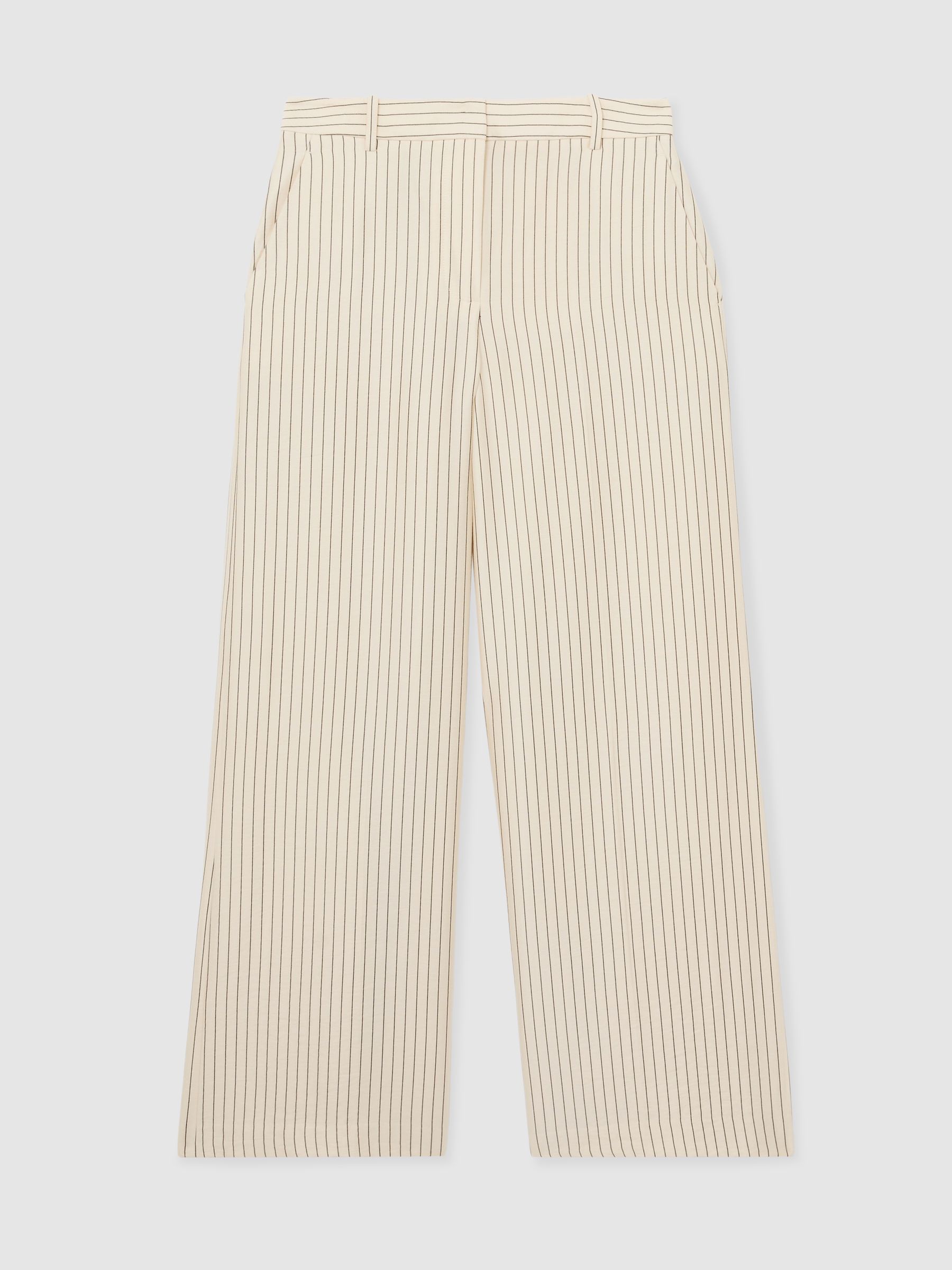 Pinstripe Wide-Leg Trousers in Cream/Black - image 1
