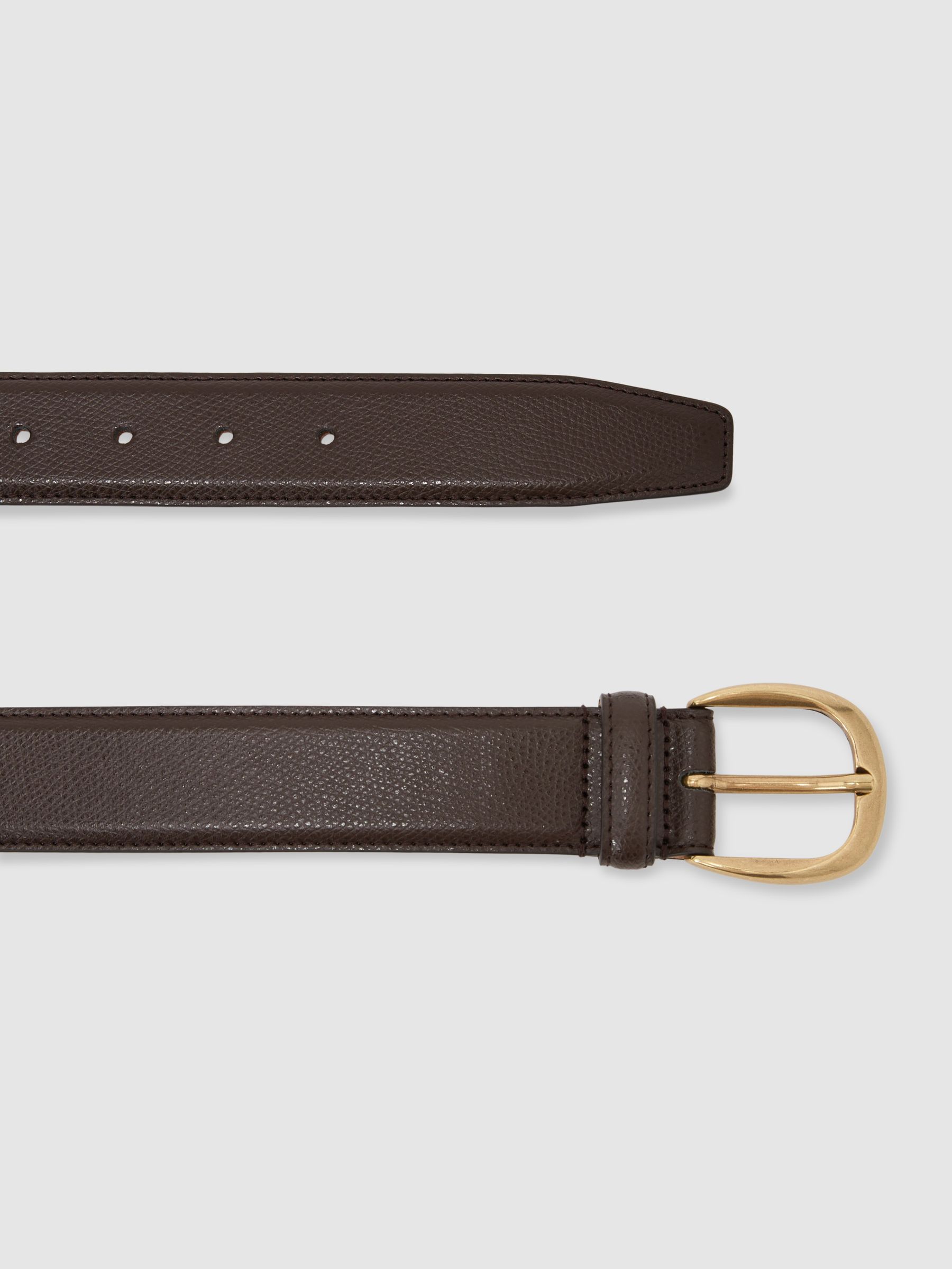 Pebbled-Leather Curved-Buckle Belt in Dark Brown - image 4