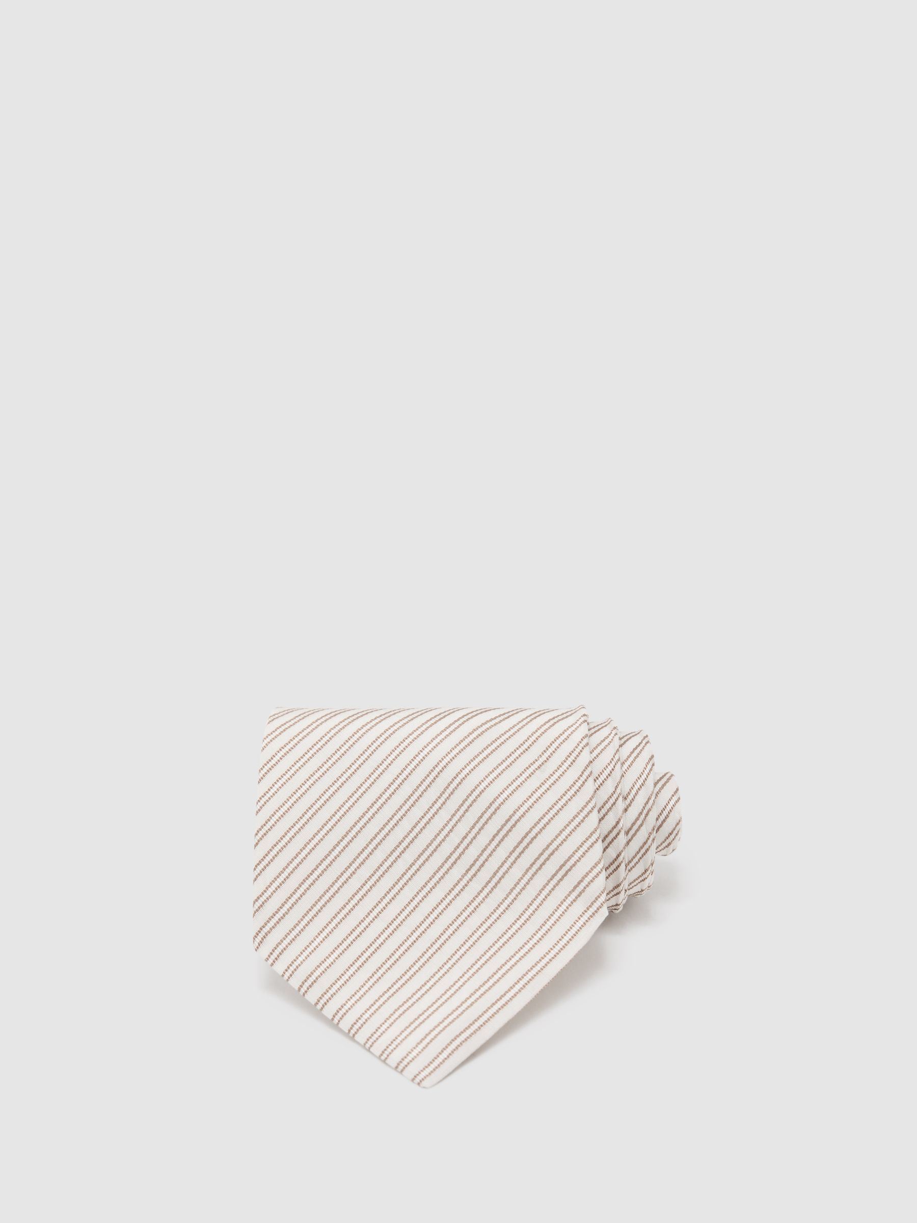 Cotton-silk Stripe Seersucker Tie