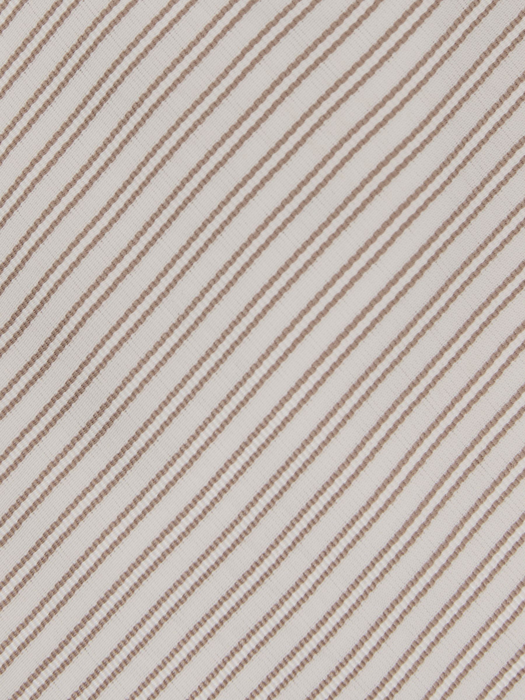 Cotton-Silk Stripe Seersucker Tie in White / Camel Brown - image 2