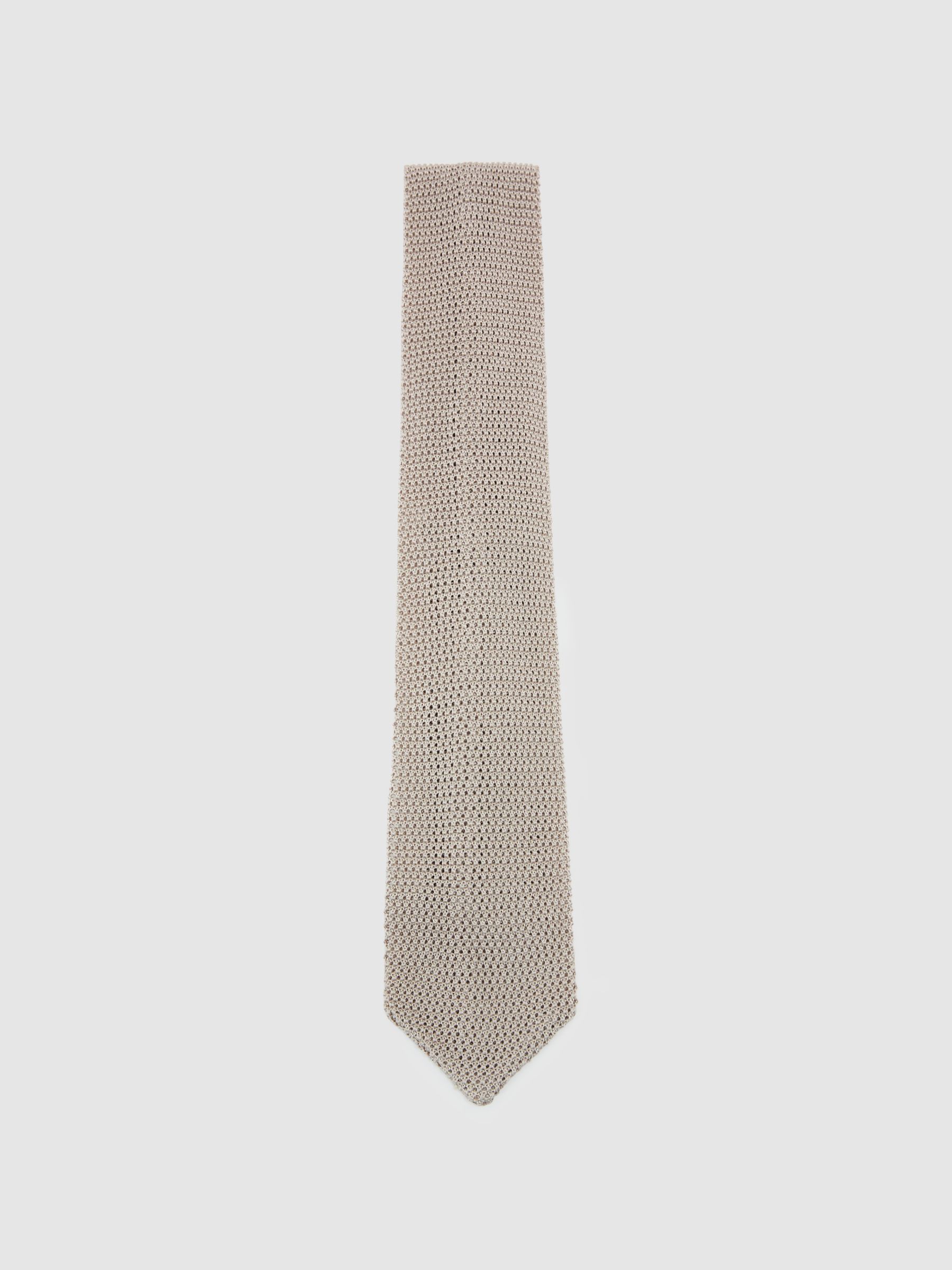 Silk Knitted Tie in Champagne - image 5