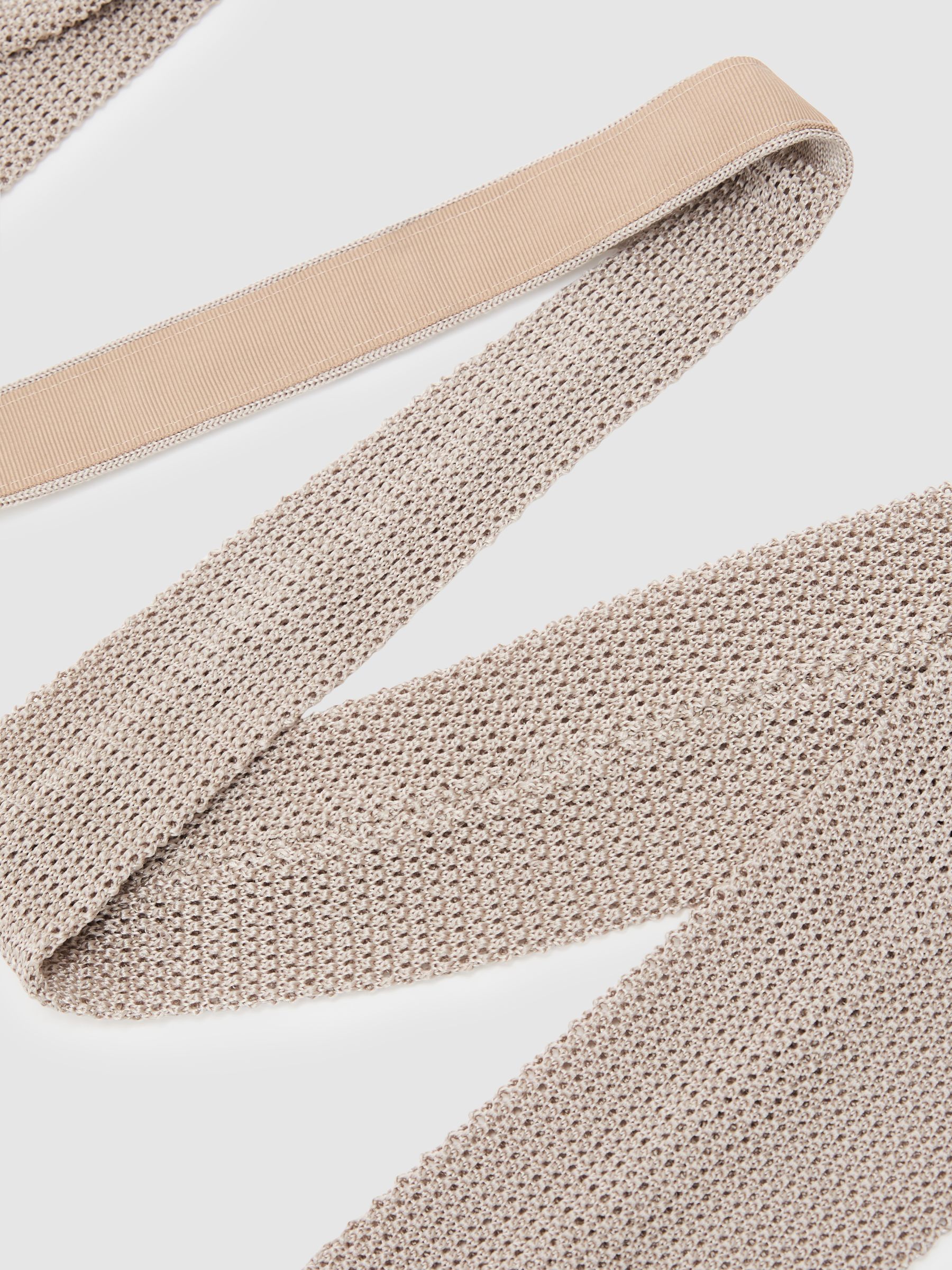 Silk Knitted Tie in Champagne - image 4
