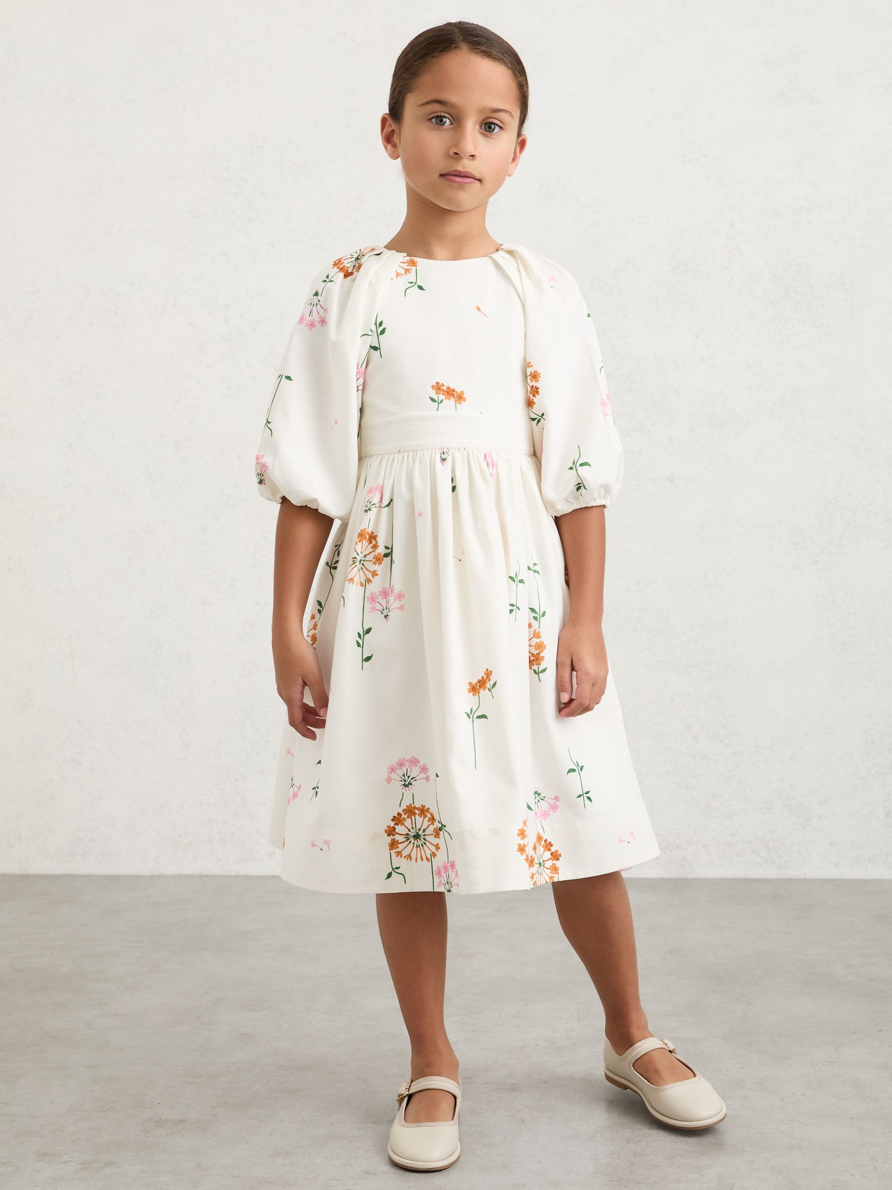 Floral-Print Tie-Back Midi Dress in Multi Print - Image 2 of 5