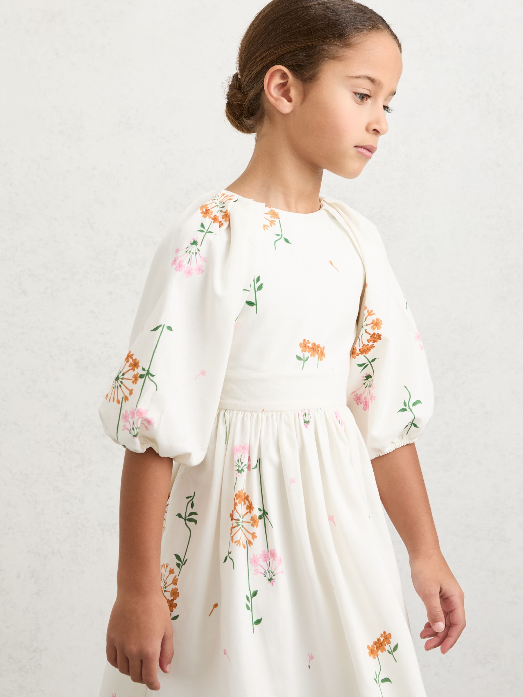 Floral-Print Tie-Back Midi Dress in Multi Print - Image 4 of 5