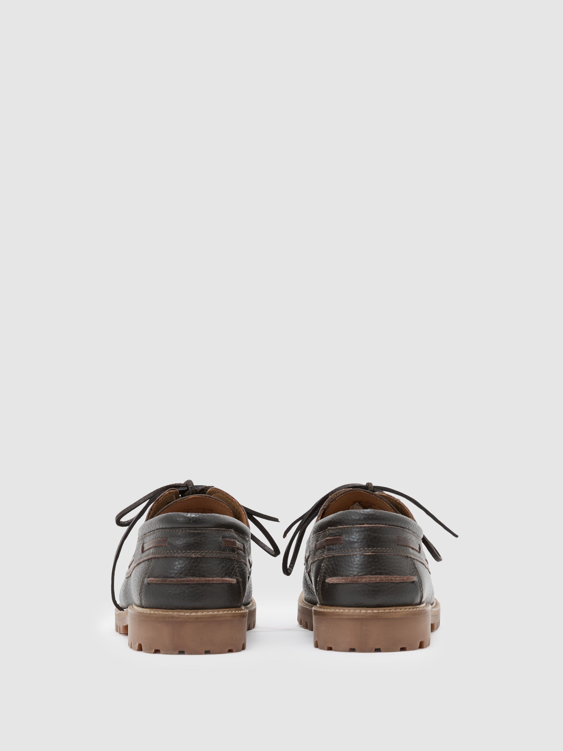 Leather Chunky-Sole Boat Shoes in Dark Brown - Image 3 of 4