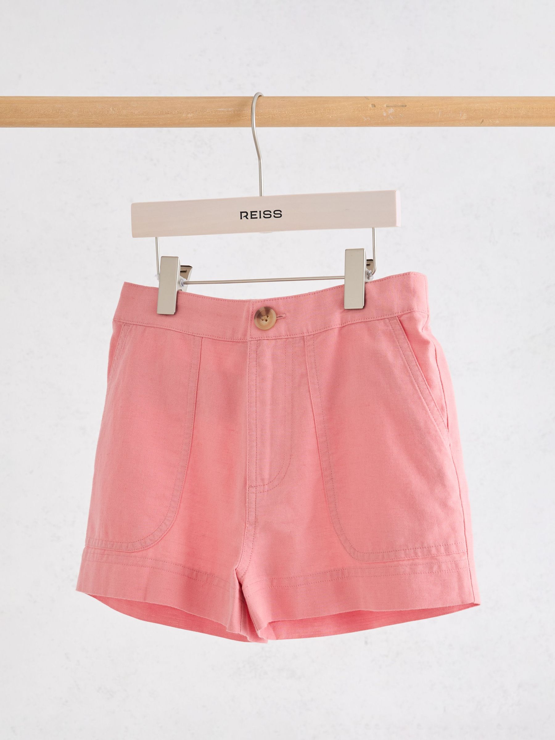 13-14 yrs Cotton-Linen Shorts in Coral Pink - Image 2 of 3