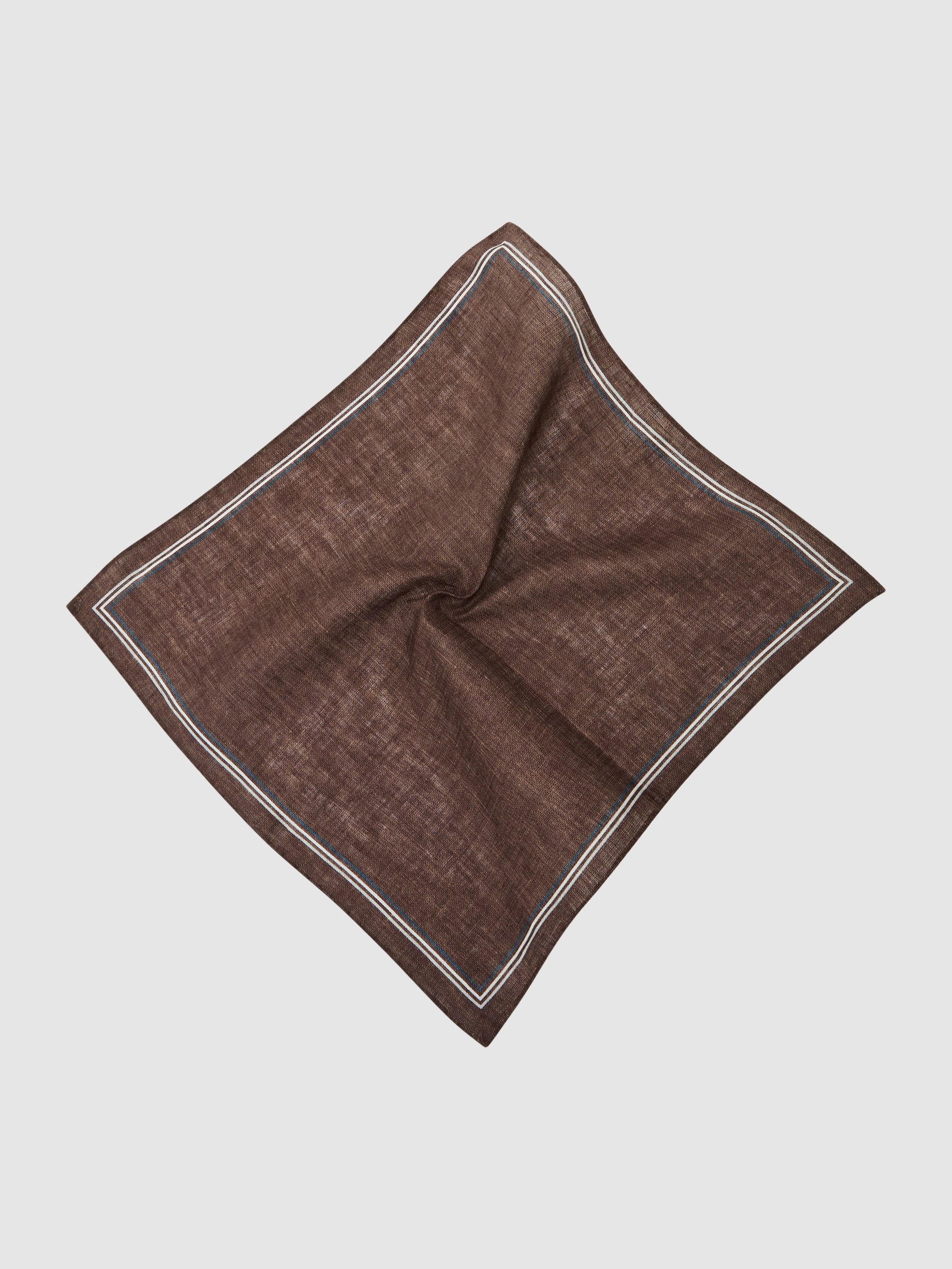 Linen Pocket Square in Chocolate Brown - image 2