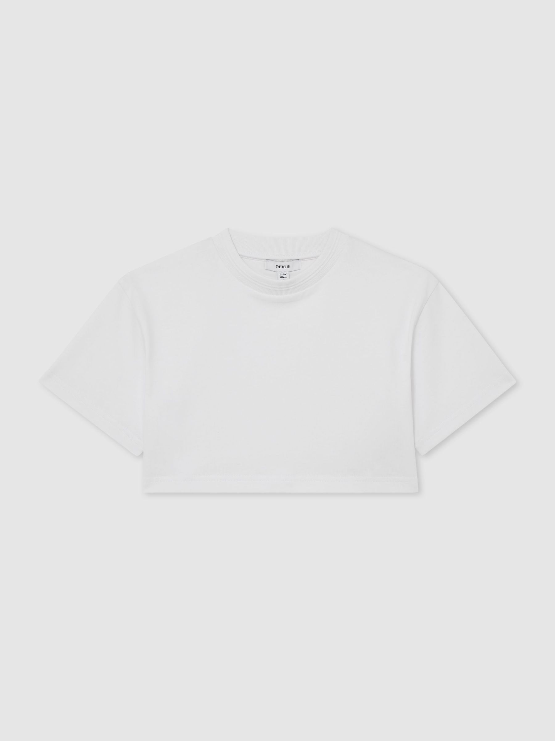 Cotton Relaxed Cropped T-Shirt in White - Image 3 of 3